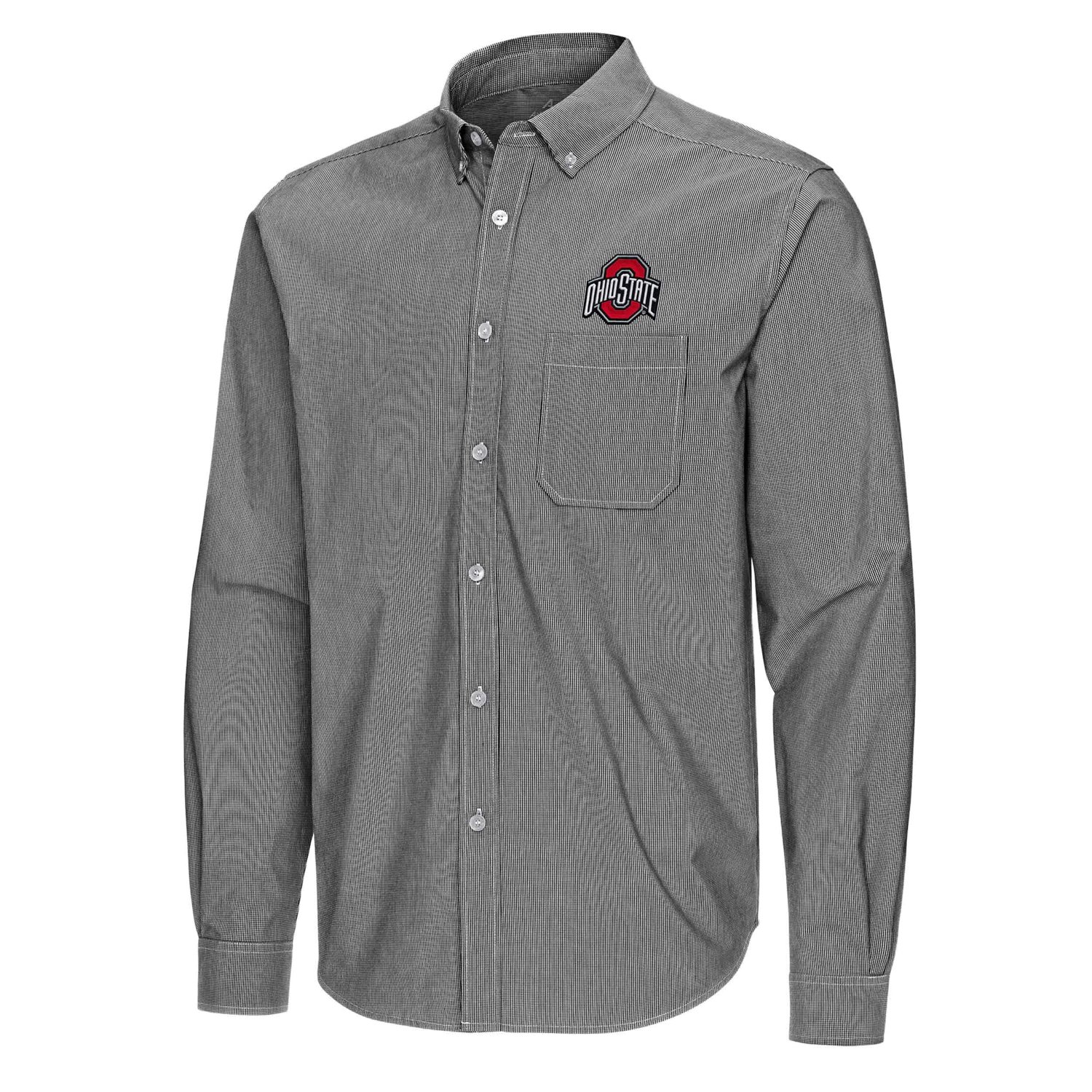 Antigua Ohio State Buckeyes Porter Woven Tri-Blend Long Sleeve Button-Down Shirt - view number 2