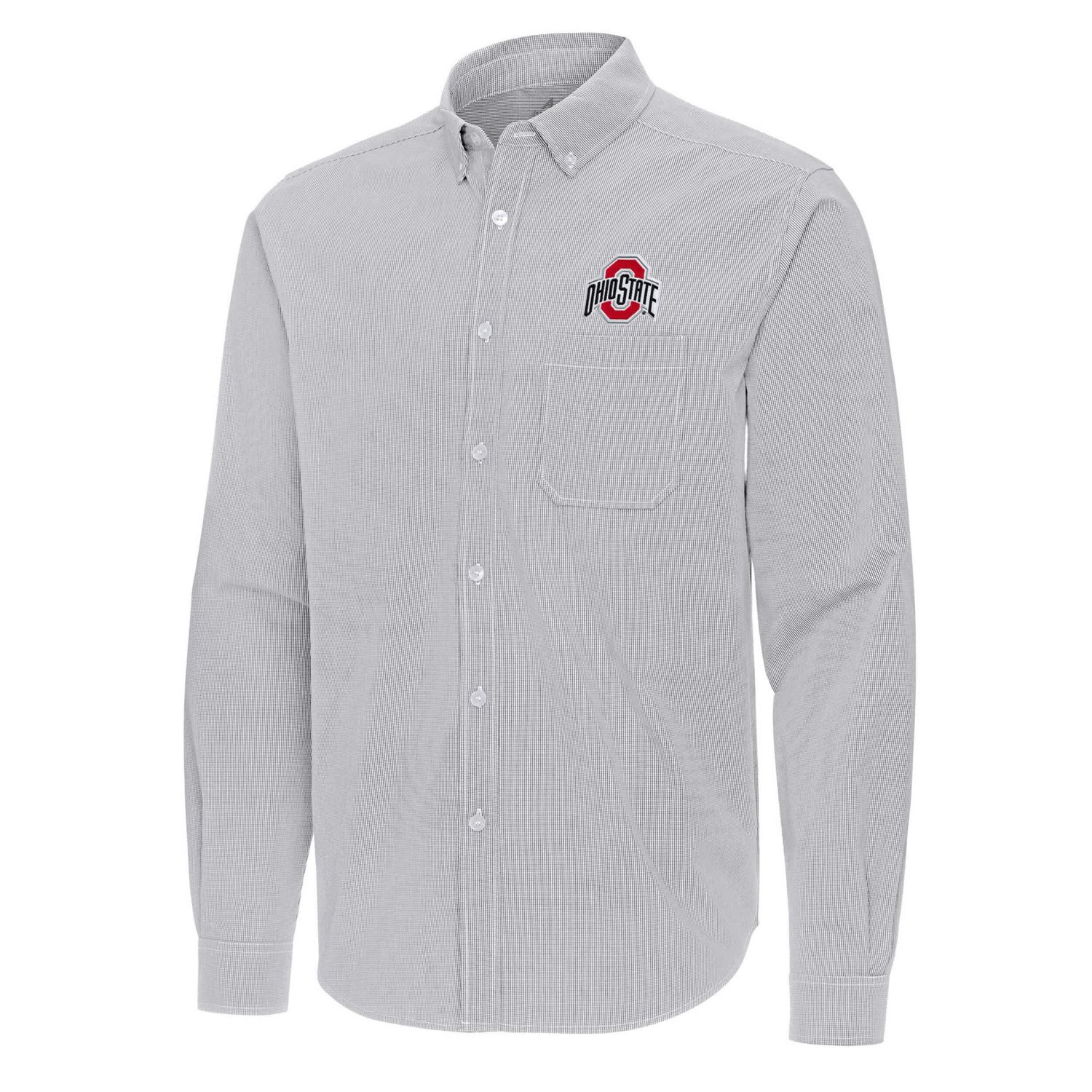 Antigua Ohio State Buckeyes Porter Woven Tri-Blend Long Sleeve Button-Down Shirt - view number 2