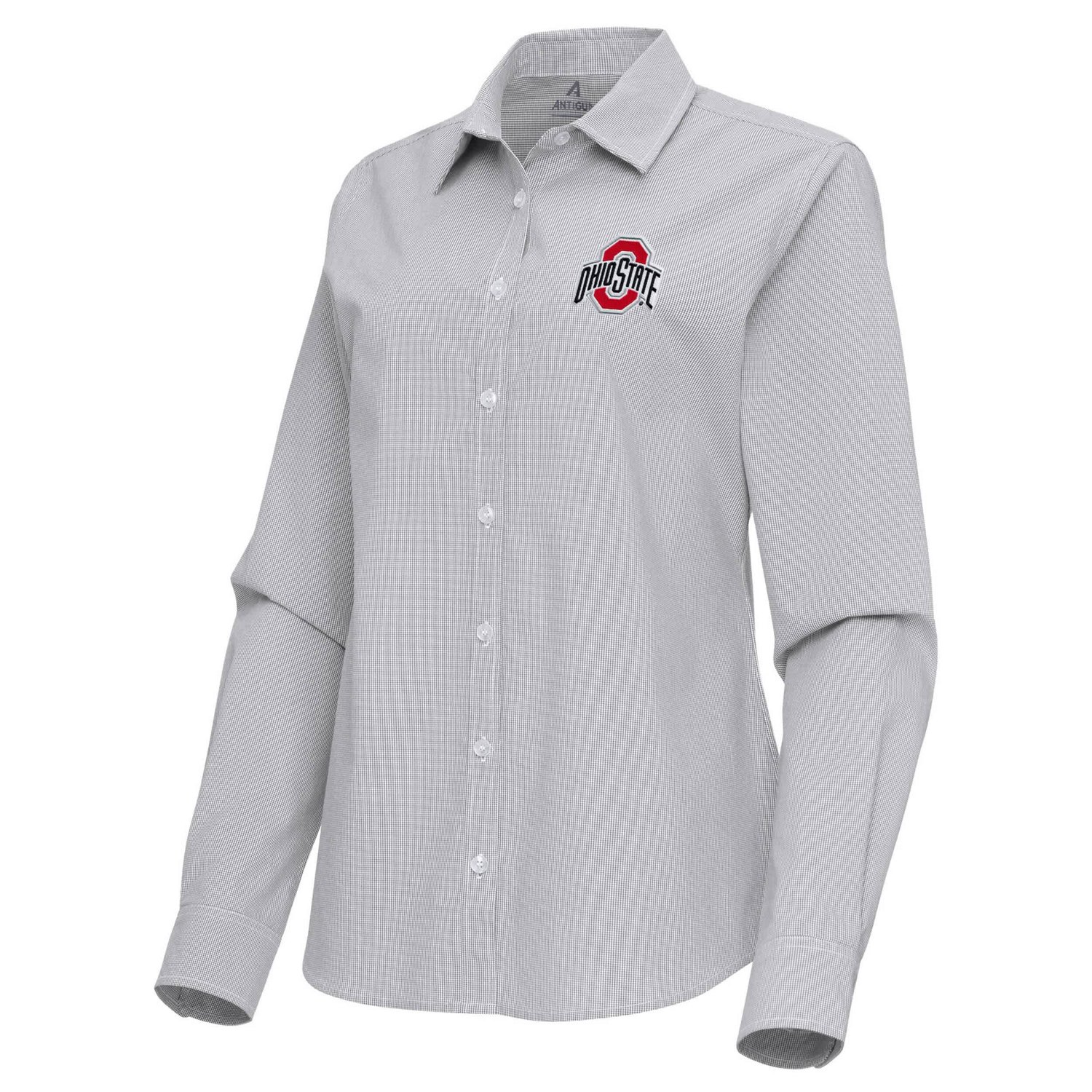 Antigua Ohio State Buckeyes Porter Woven Tri-Blend Long Sleeve Button-Up Shirt - view number 2