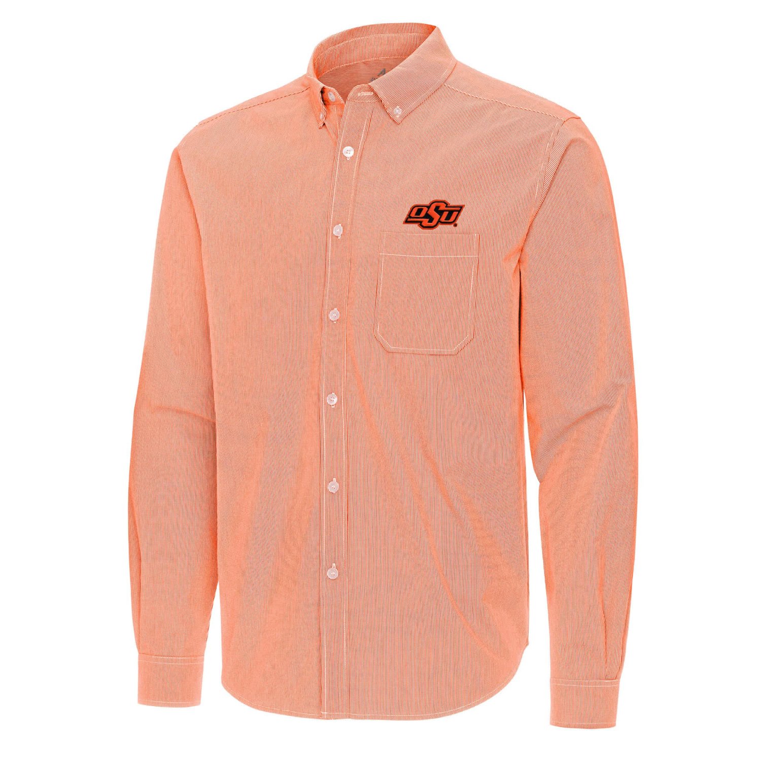 Antigua Oklahoma State Cowboys Porter Woven Tri-Blend Long Sleeve Button-Down Shirt