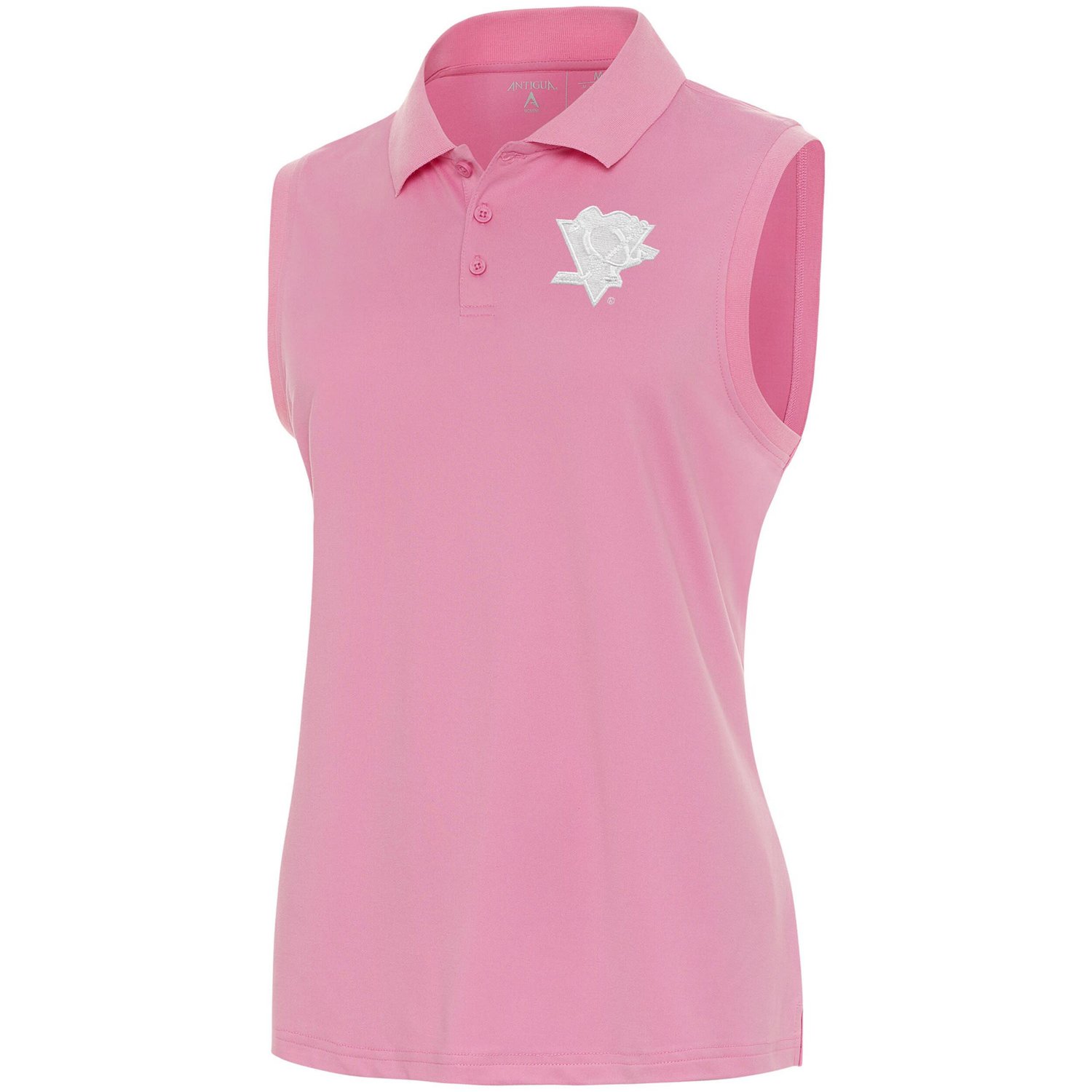 Antigua Pittsburgh Penguins White Logo Sleeveless Recap Polo