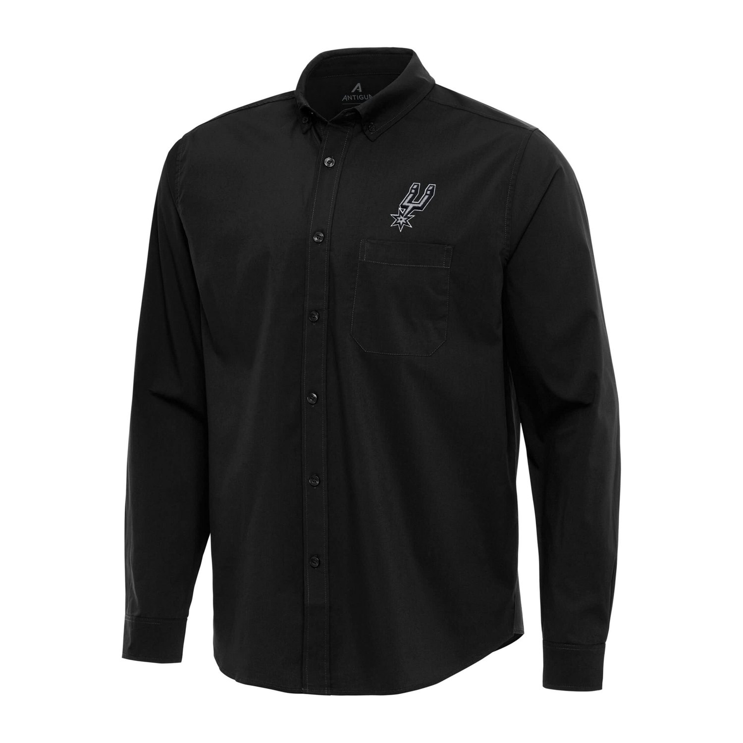 Antigua San Antonio Spurs Flight Woven Tri-Blend Long Sleeve Button-Down Shirt