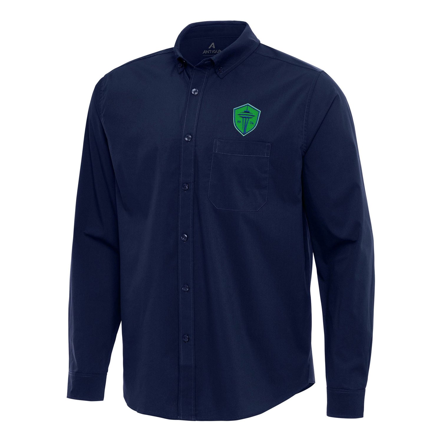 Antigua Seattle Sounders FC Flight Woven Tri-Blend Long Sleeve Button-Down Shirt