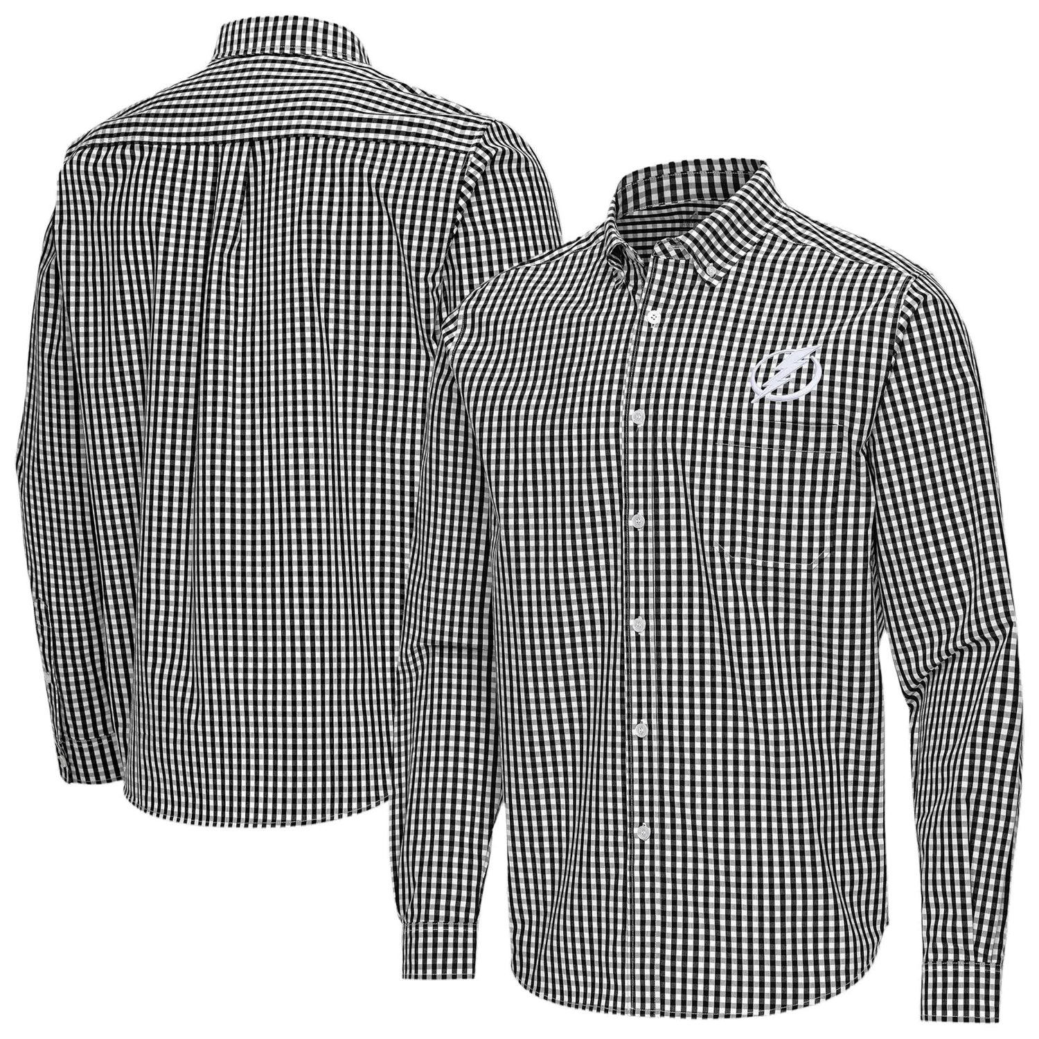Antigua Tampa Bay Lightning Ellis Tri-Blend Long Sleeve Button-Down Shirt