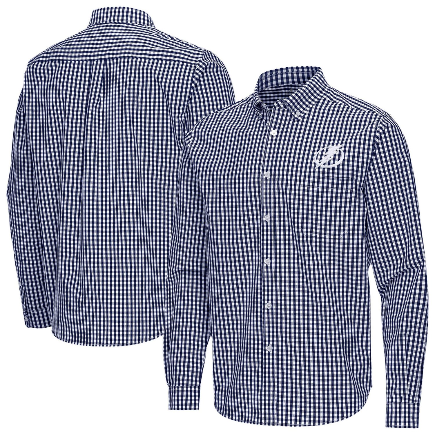 Antigua Tampa Bay Lightning Ellis Tri-Blend Long Sleeve Button-Down Shirt