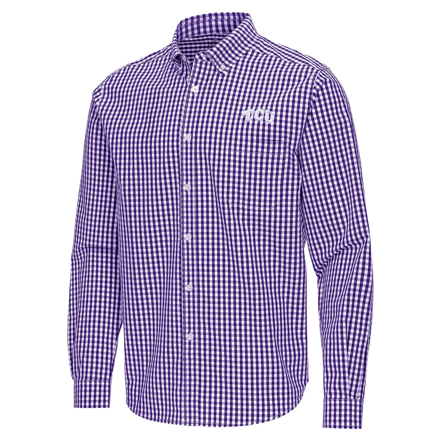 Antigua TCU Horned Frogs Ellis Woven Tri-Blend Long Sleeve Button-Down Shirt - view number 2