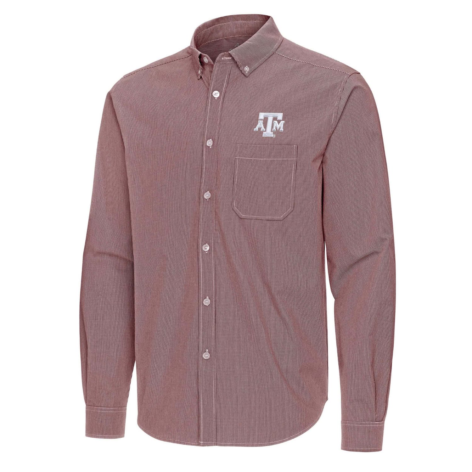 Antigua Texas AM Aggies Porter Woven Tri-Blend Long Sleeve Button-Down Shirt