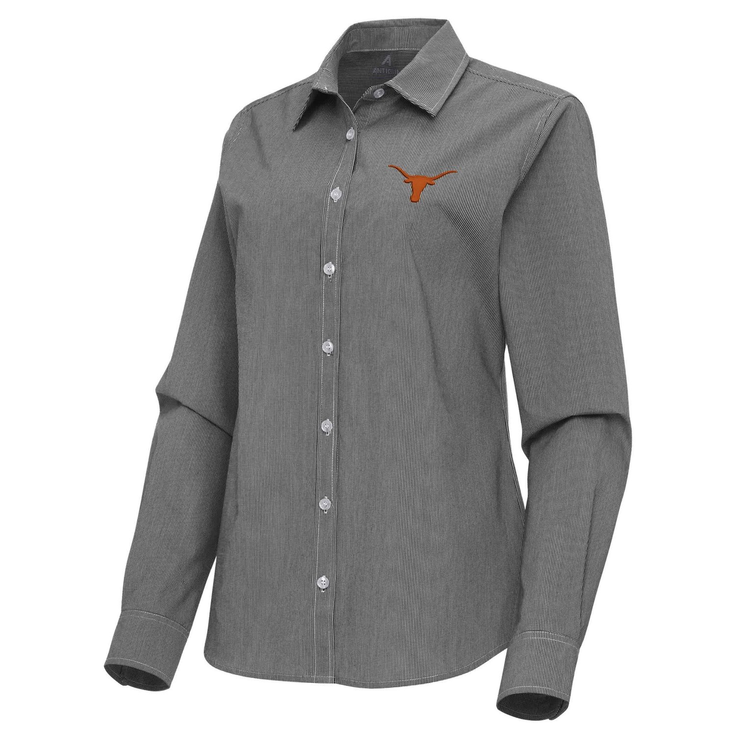 Antigua Texas Longhorns Porter Woven Tri-Blend Long Sleeve Button-Up Shirt - view number 2