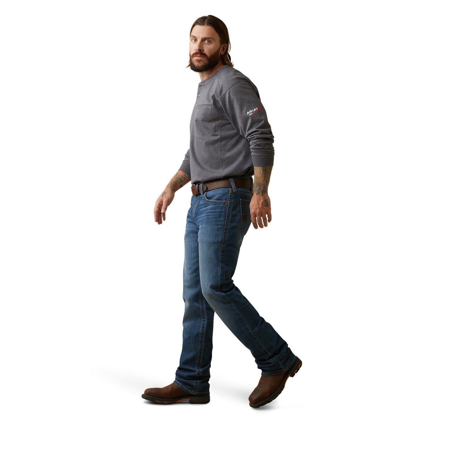 Ariat Men's Flame Resistant Air Refinery Row Graphic Henley Long Sleeve Top - view number 2