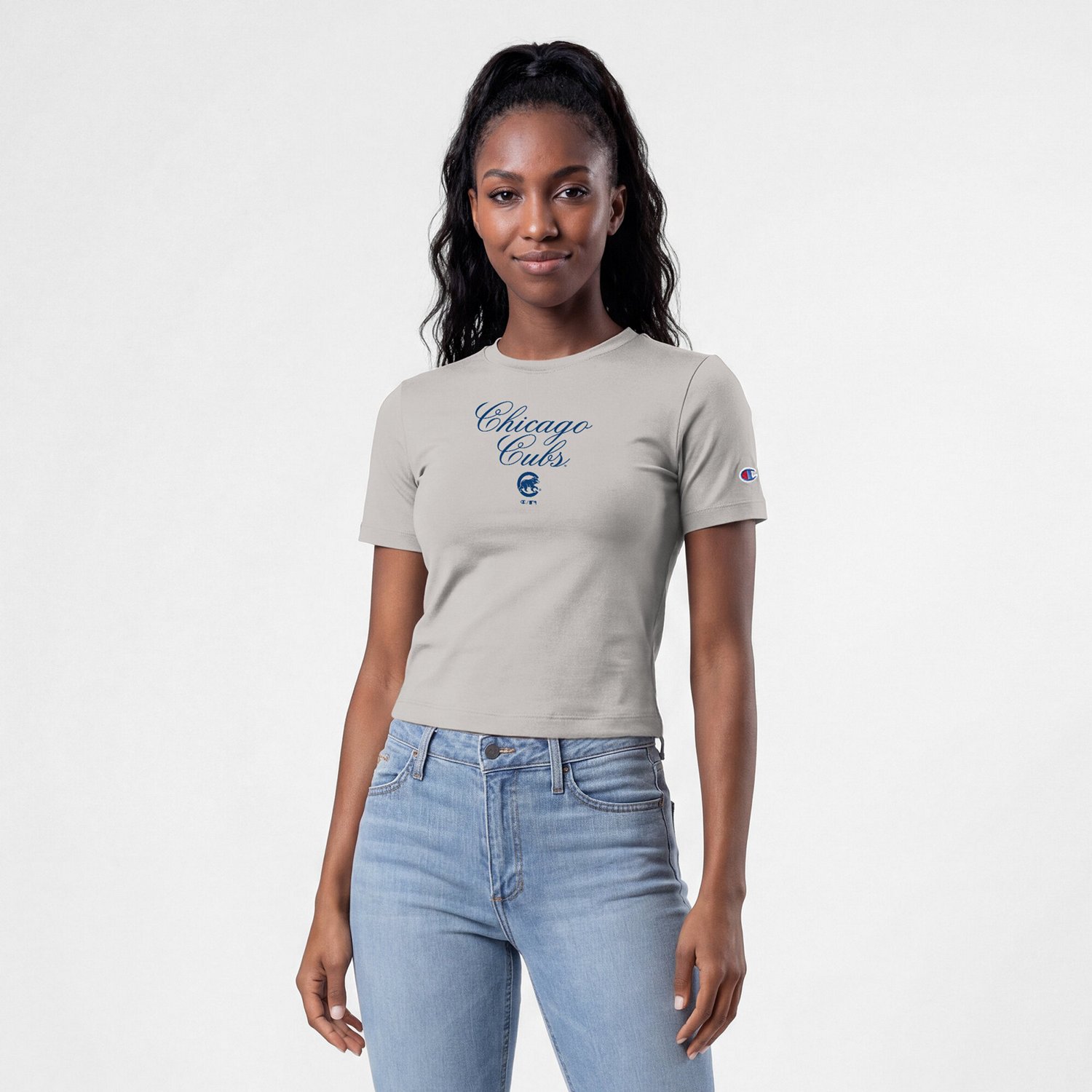 Champion Chicago Cubs Soft-Touch Fitted Cropped T-Shirt