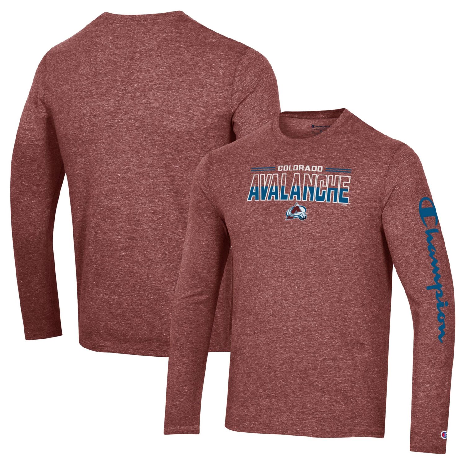 Champion Heather Colorado Avalanche Tri-Blend Long Sleeve T-Shirt