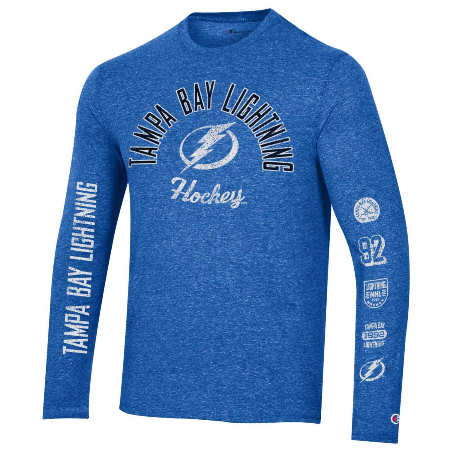 Champion Heather Tampa Bay Lightning Multi-Logo Tri-Blend Long Sleeve T-Shirt - view number 2