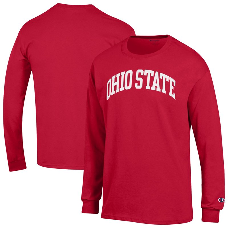 Champion Men's Scarlet Ohio State Buckeyes Basic Arch Long Sleeve T-Shirt - Scarlet