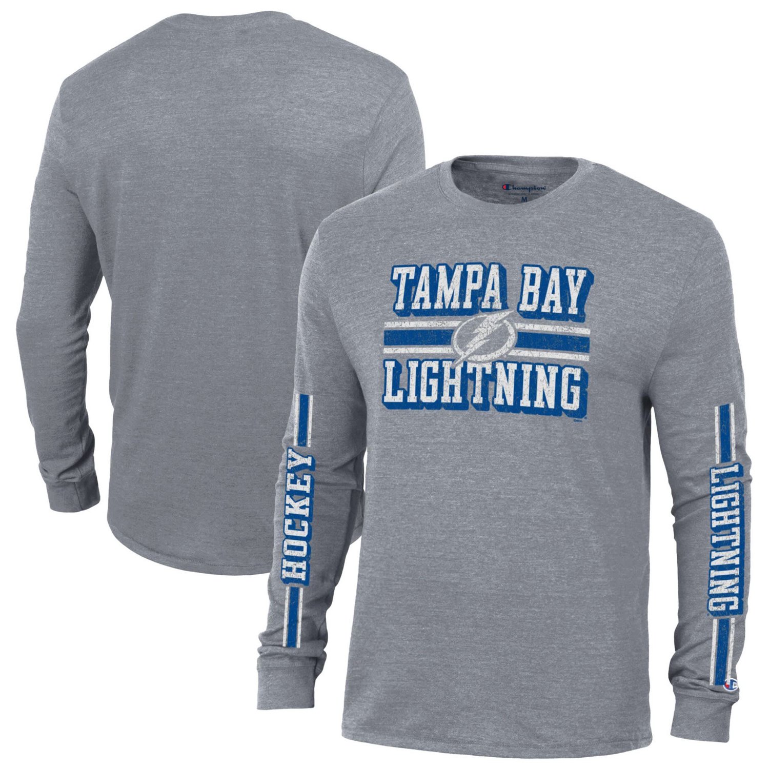 Champion Tampa Bay Lightning Tri-Blend Dual-Stripe Long Sleeve T-Shirt