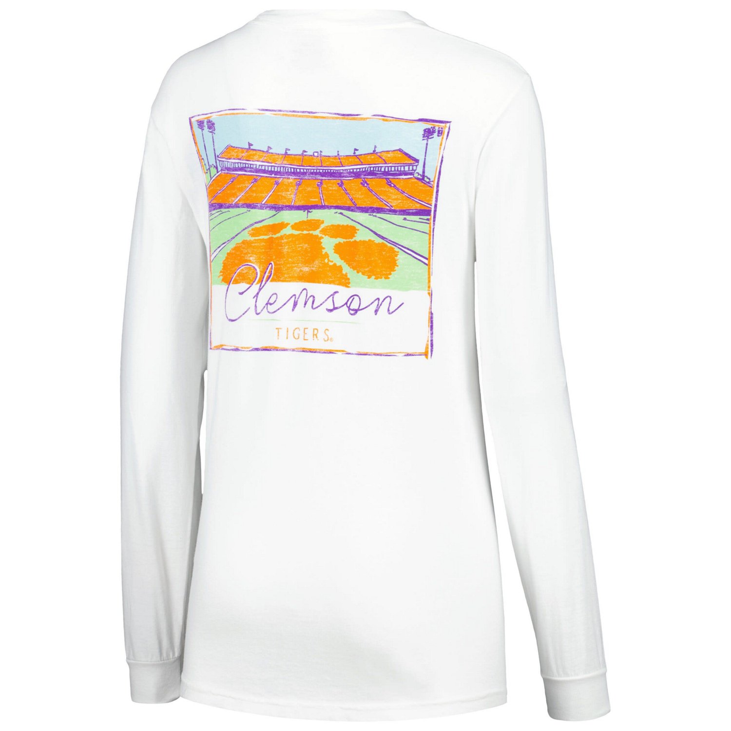 Clemson Tigers Hand-Drawn Stadium Comfort Colors Oversized Long Sleeve T-Shirt - view number 3