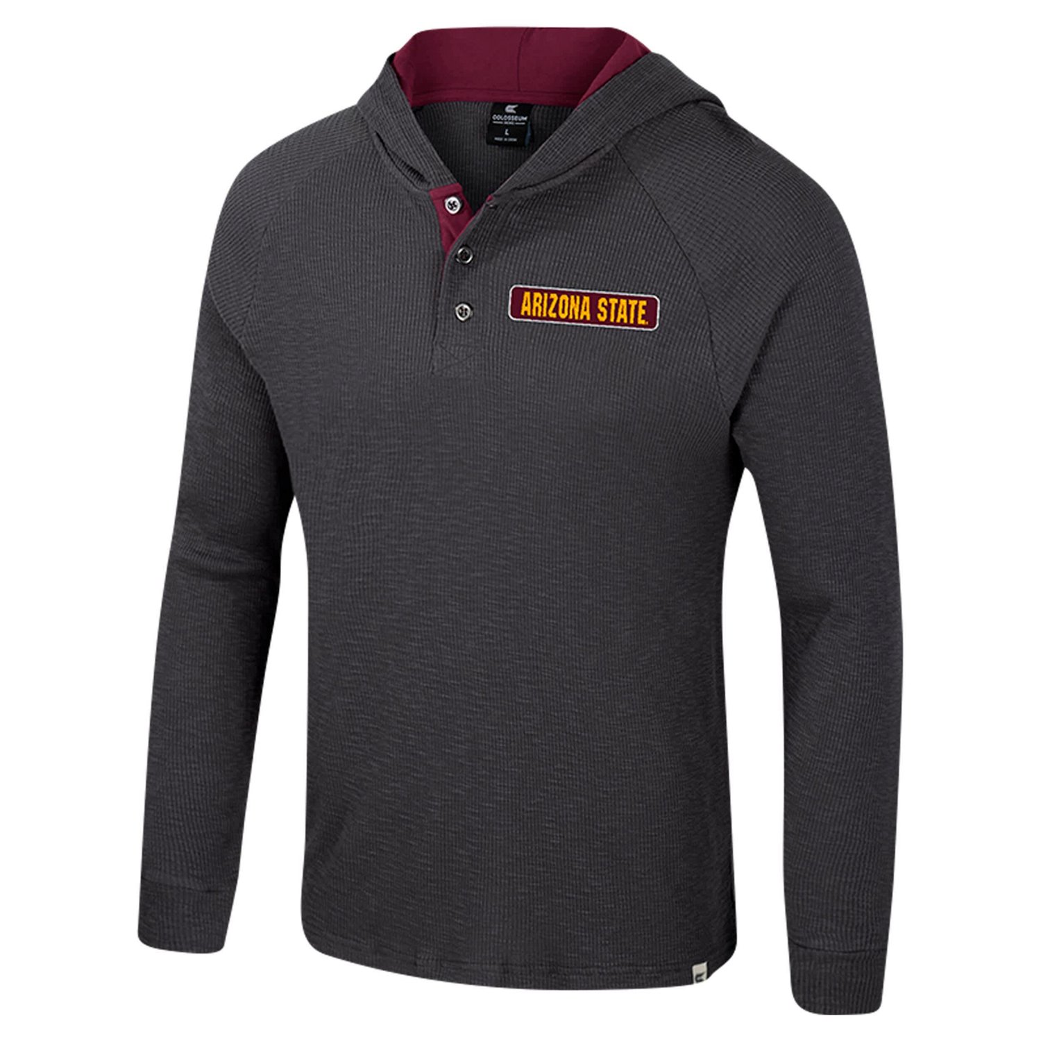 Colosseum Arizona State Sun Devils Dujour Ralgan Long Sleeve Henley Hoodie T-Shirt - view number 2