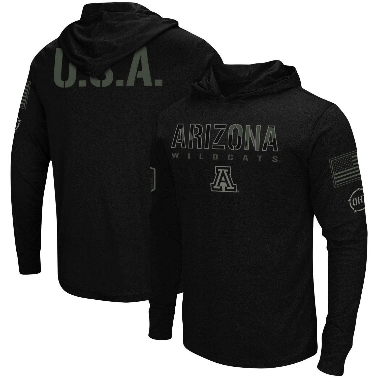 Colosseum Arizona Wildcats OHT Military Appreciation Hoodie Long Sleeve T-Shirt                                                  - view number 1