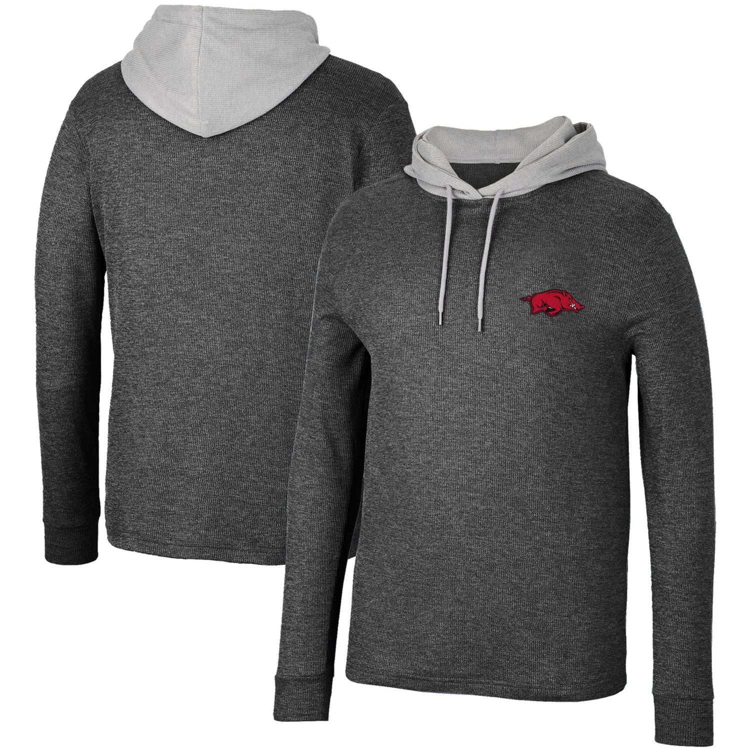 Colosseum Arkansas Razorbacks Ballot Waffle-Knit Thermal Long Sleeve Hoodie T-Shirt