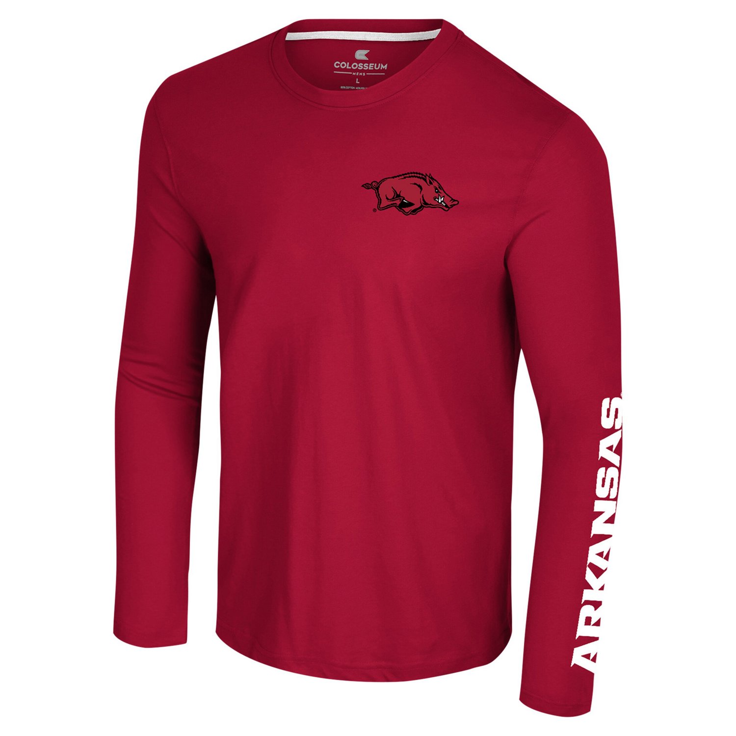 Colosseum Arkansas Razorbacks Logo Lockup 3-Hit Active Blend Long Sleeve T-Shirt - view number 2