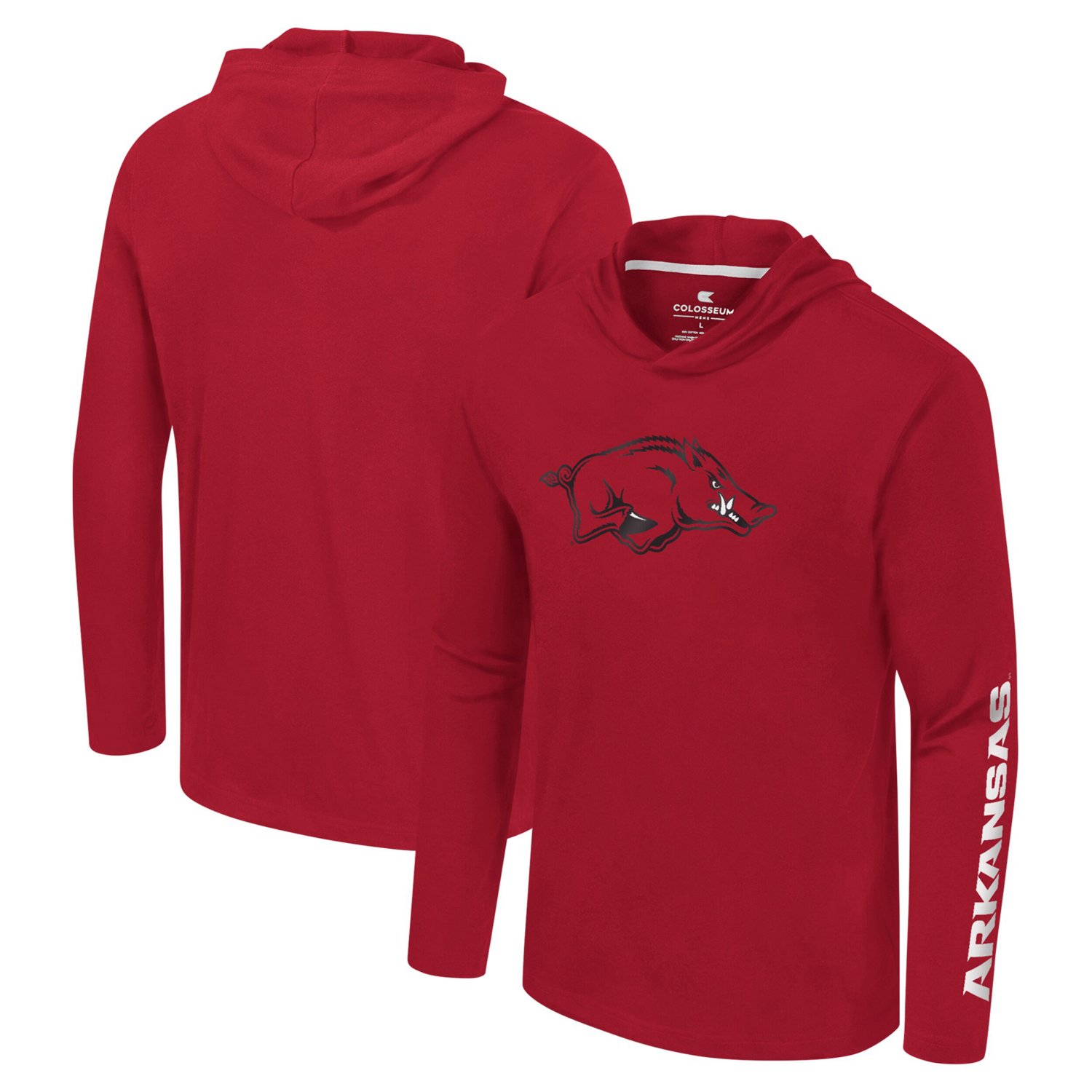 Colosseum Arkansas Razorbacks Logo Lockup Active Blend Long Sleeve T-Shirt Hoodie