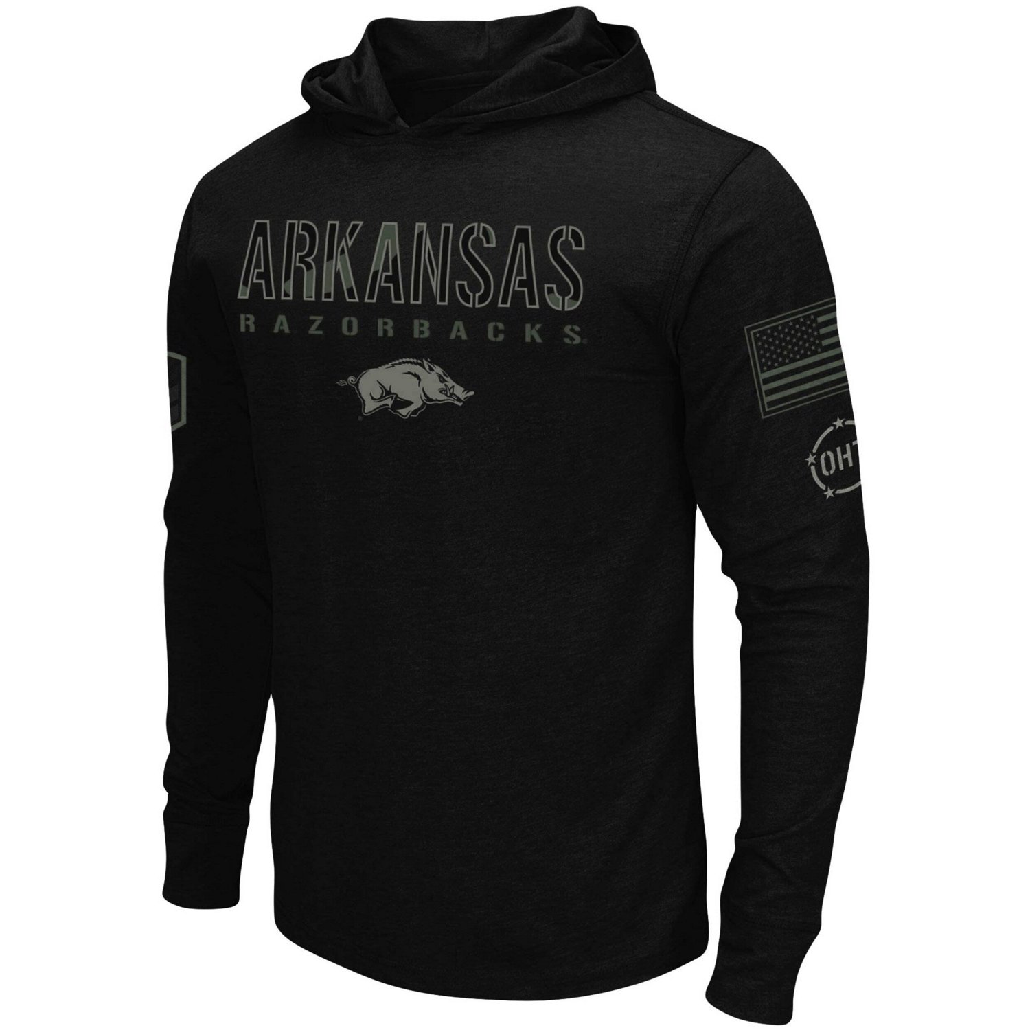 Colosseum Arkansas Razorbacks OHT Military Appreciation Hoodie Long Sleeve T-Shirt - view number 2