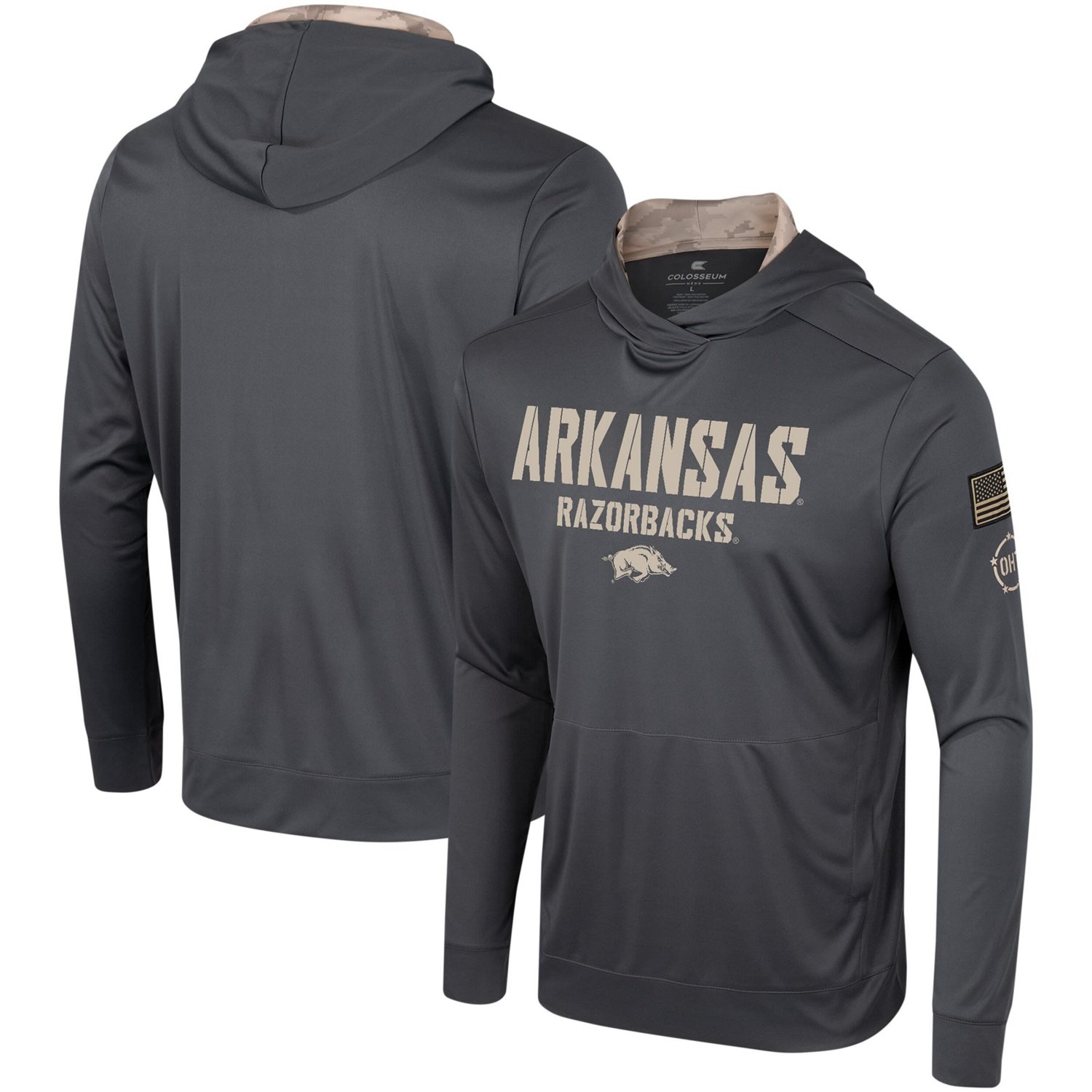 Colosseum Arkansas Razorbacks OHT Military Appreciation Long Sleeve Hoodie T-Shirt
