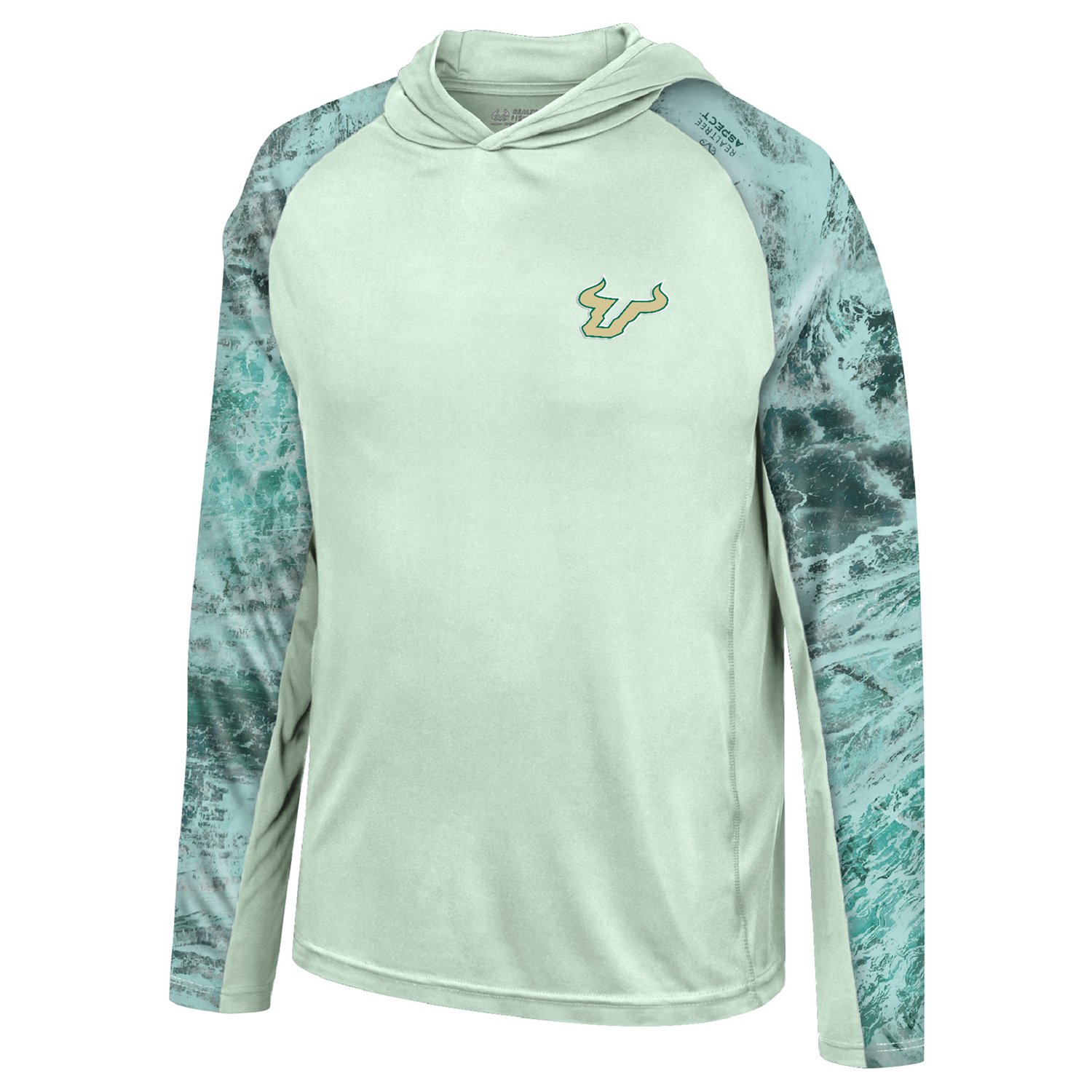 Colosseum Athletics Men's University of South Florida Gulf Stream Long Sleeve Performance Fishing Hooded T-shirt                 - view number 1