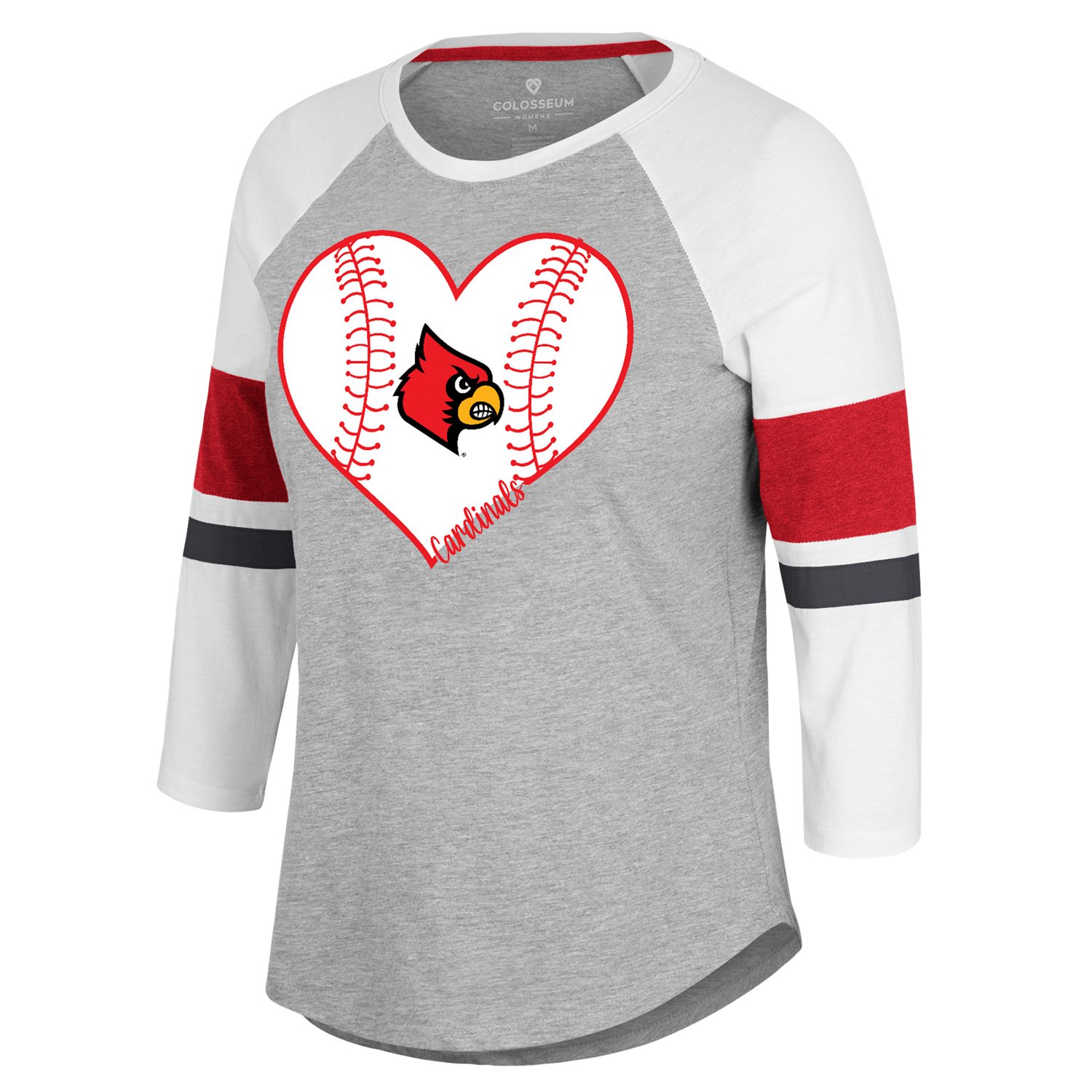 Colosseum Athletics Women's University of Louisville Andie 3/4 Sleeve  Raglan T-shirt