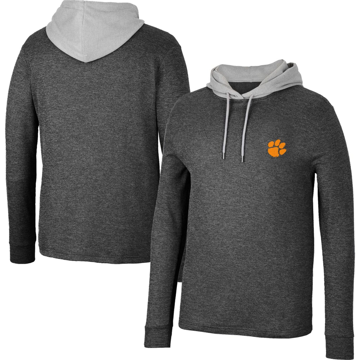 Colosseum Clemson Tigers Ballot Waffle-Knit Thermal Long Sleeve Hoodie T- Shirt