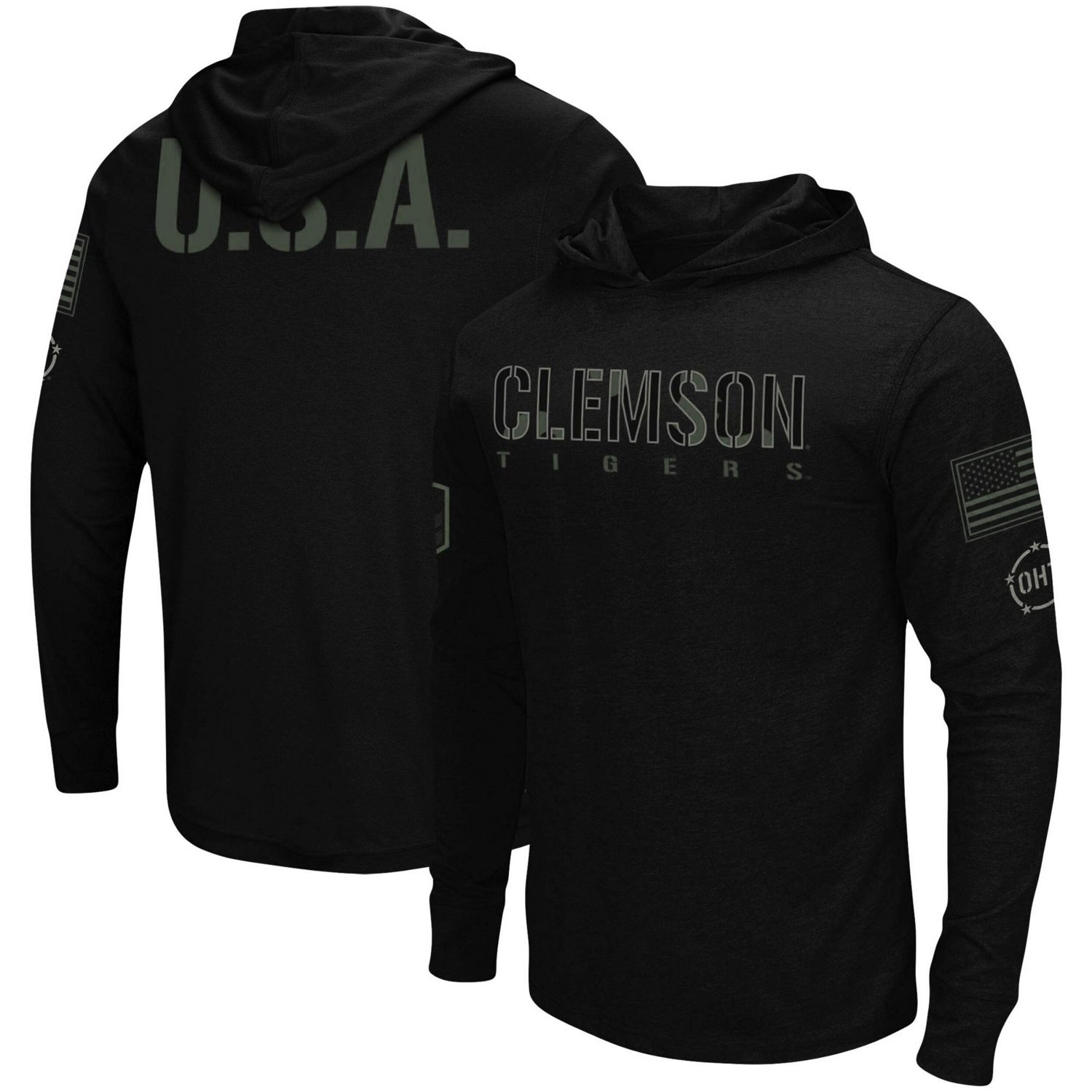 Colosseum Clemson Tigers OHT Military Appreciation Hoodie Long Sleeve T-Shirt - view number 1