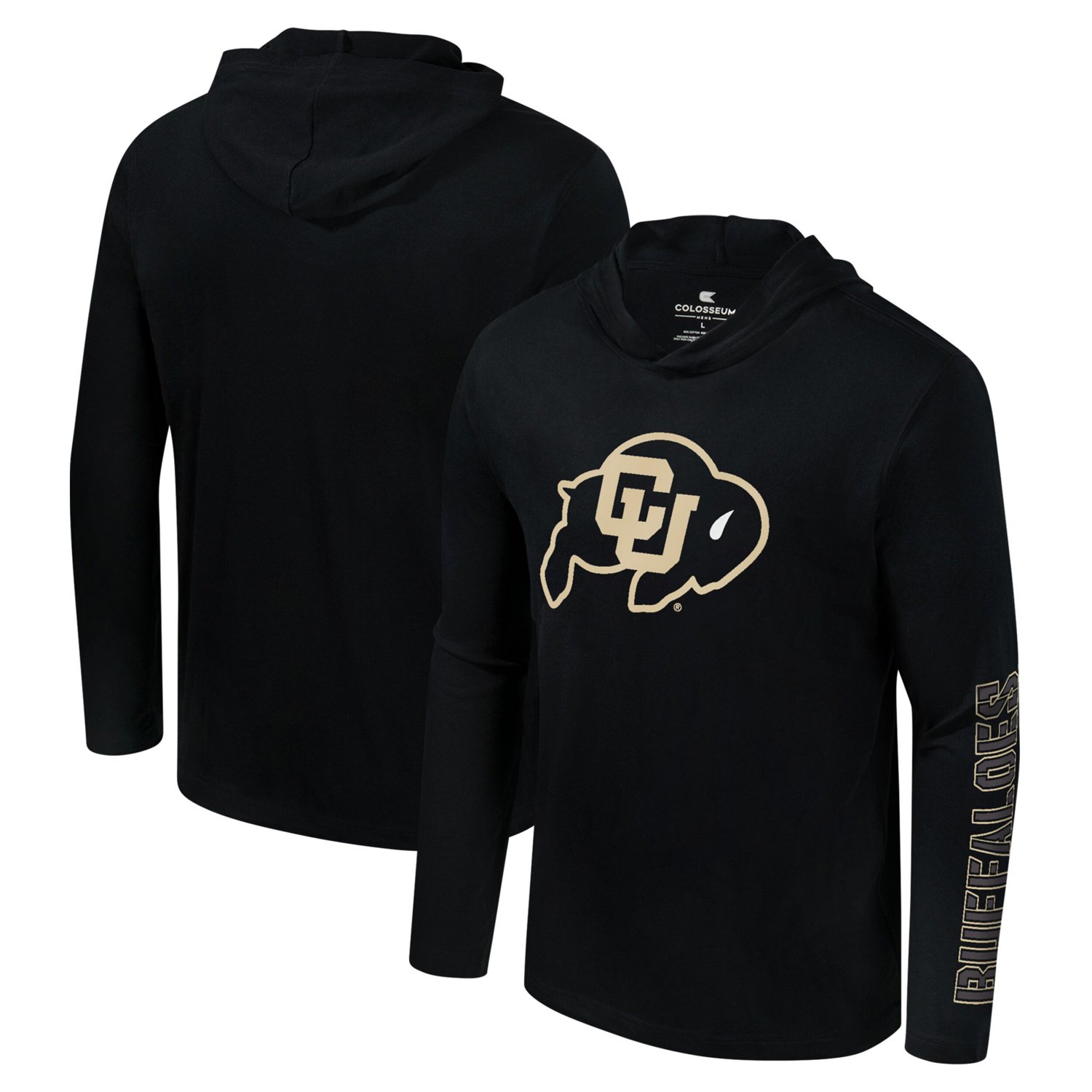 Colosseum Colorado Buffaloes Color Pop Active Blend 2-Hit Long Sleeve Hooded T-Shirt                                             - view number 1