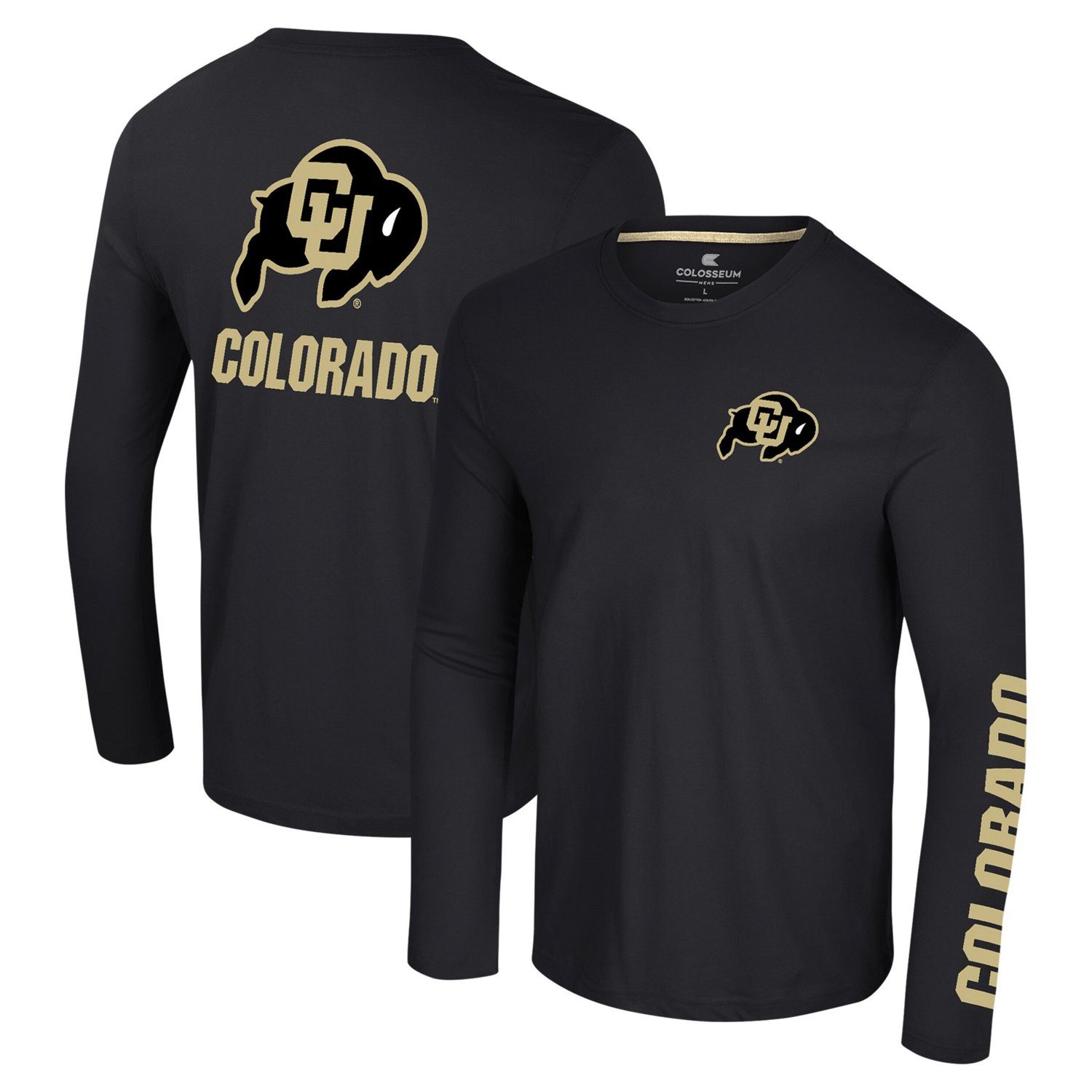 Colosseum Colorado Buffaloes Logo Lockup 3-Hit Active Blend Long Sleeve T-Shirt