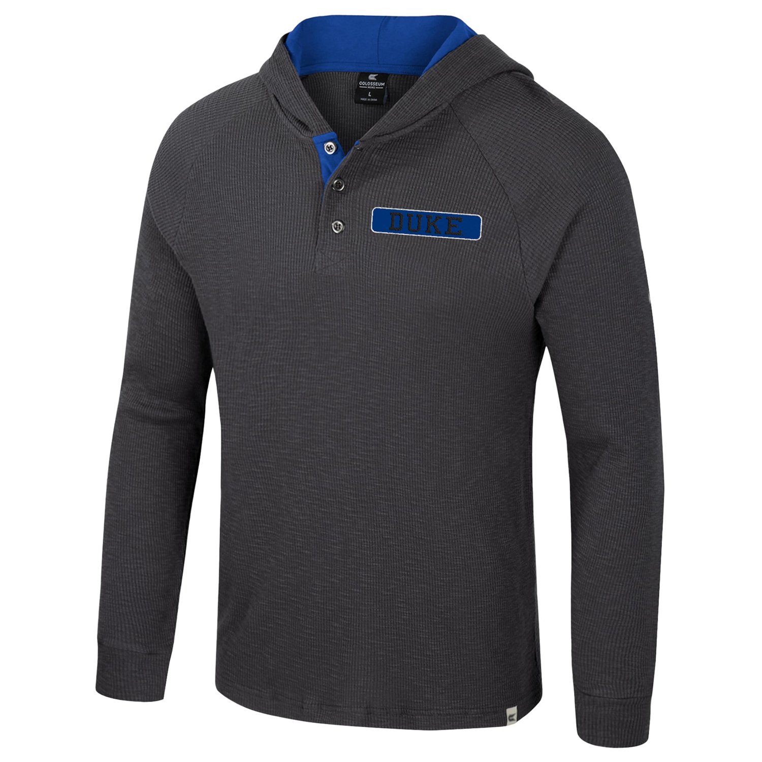 Colosseum Duke Devils Dujour Ralgan Long Sleeve Henley Hoodie T-Shirt