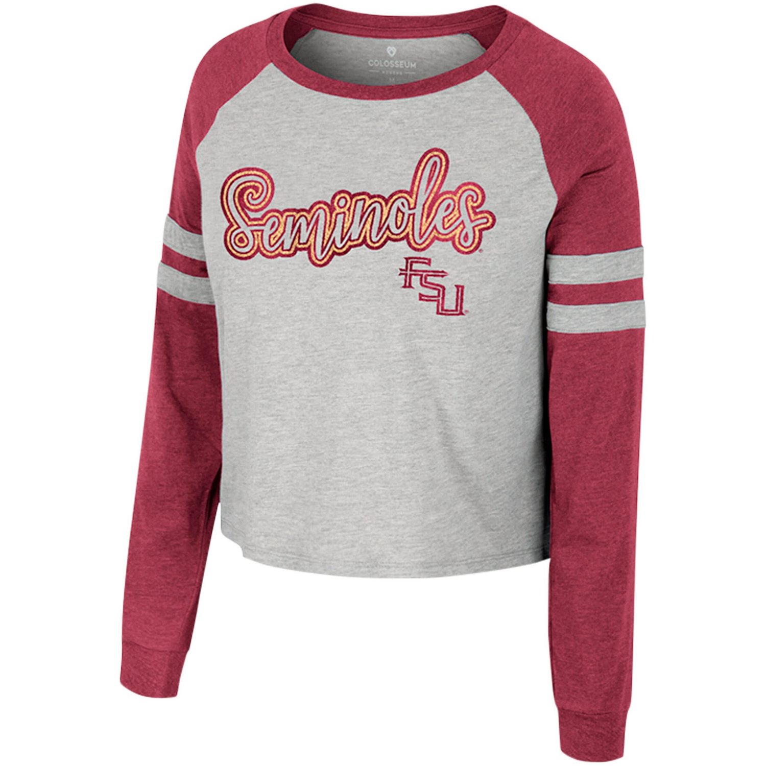 Colosseum Florida State Seminoles I'm Gliding Here Raglan Long Sleeve Cropped T-Shirt - view number 2