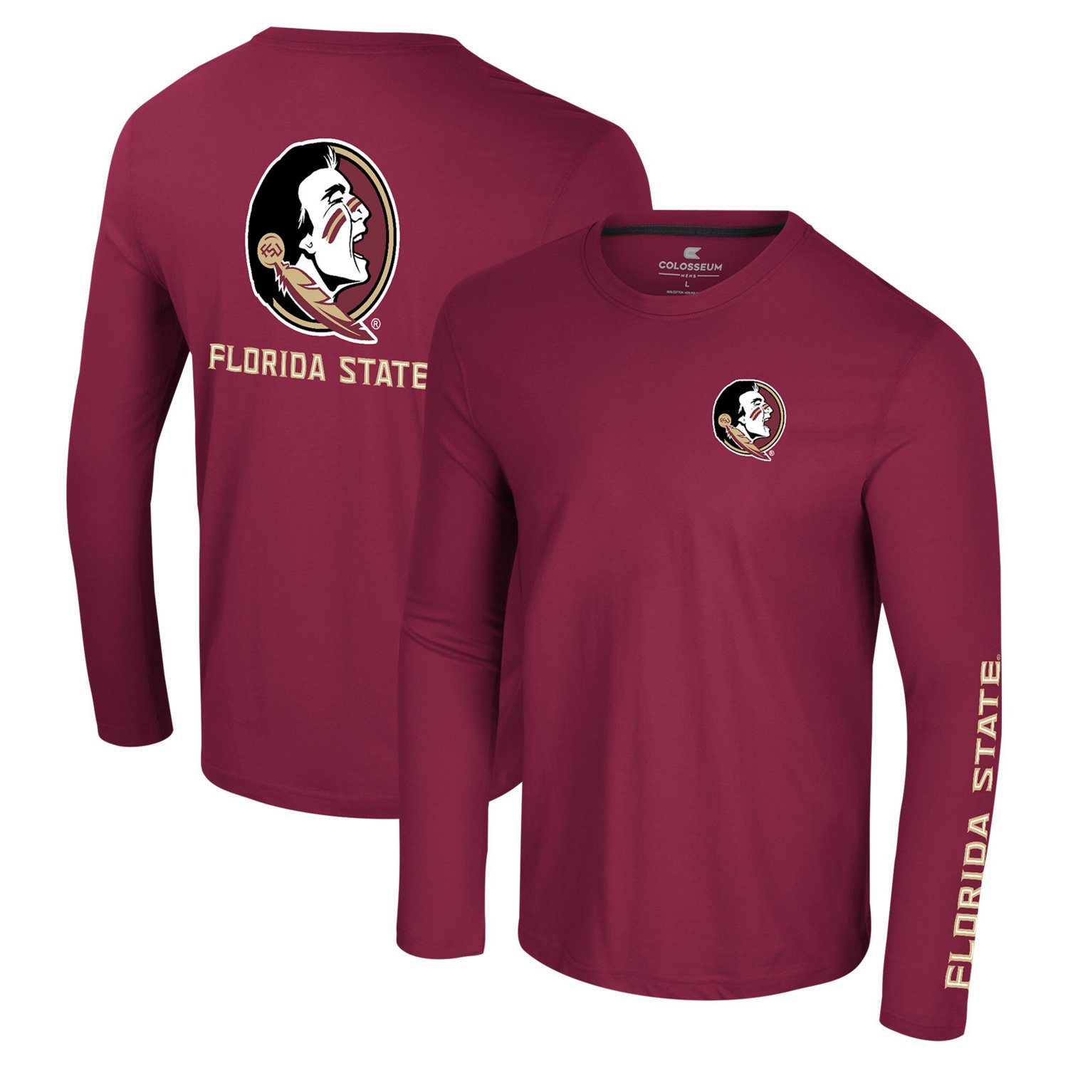 Colosseum Florida State Seminoles Logo Lockup 3-Hit Active Blend Long Sleeve T-Shirt - view number 1