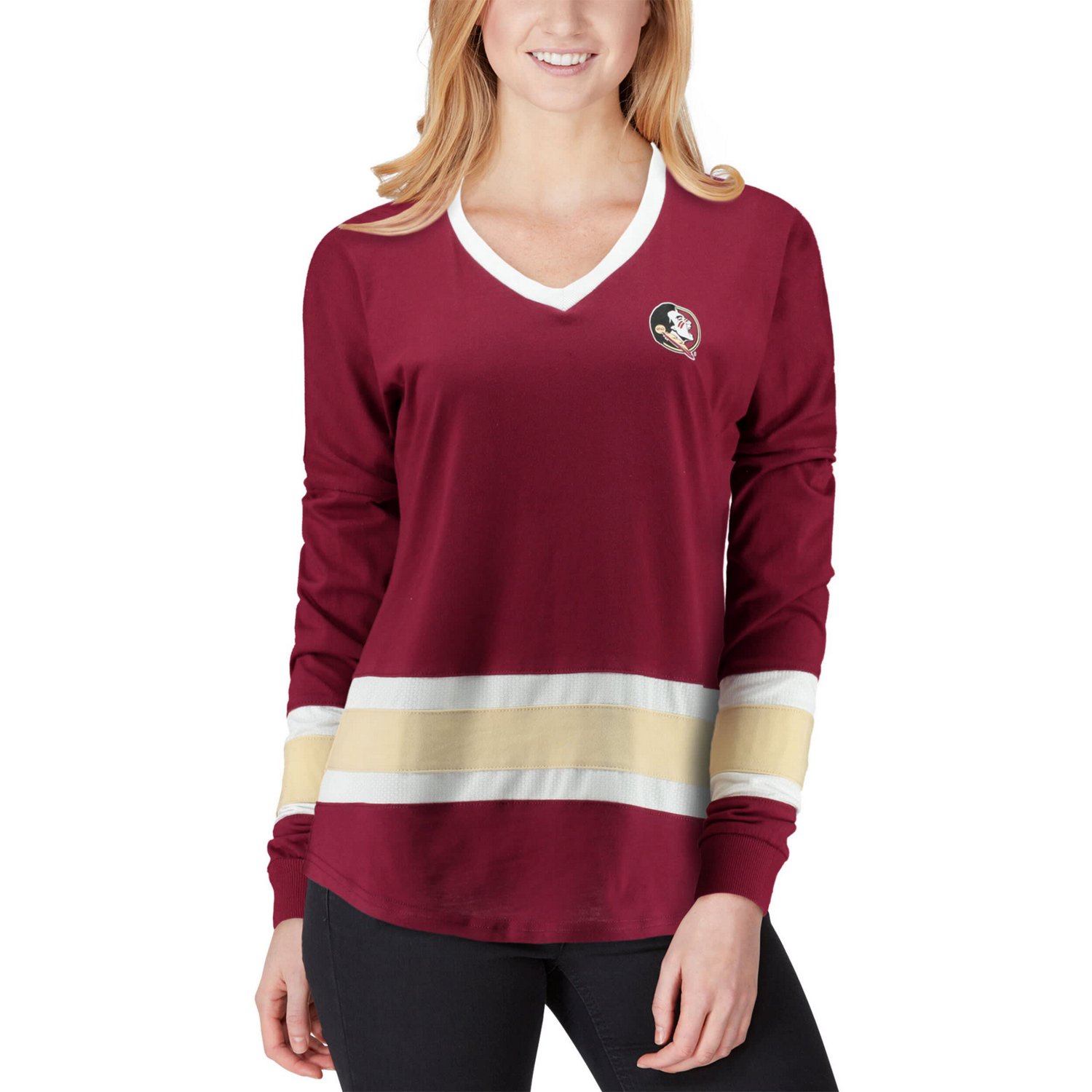 Colosseum Florida State Seminoles Marquee Players Oversized Long Sleeve V-Neck Top - view number 4