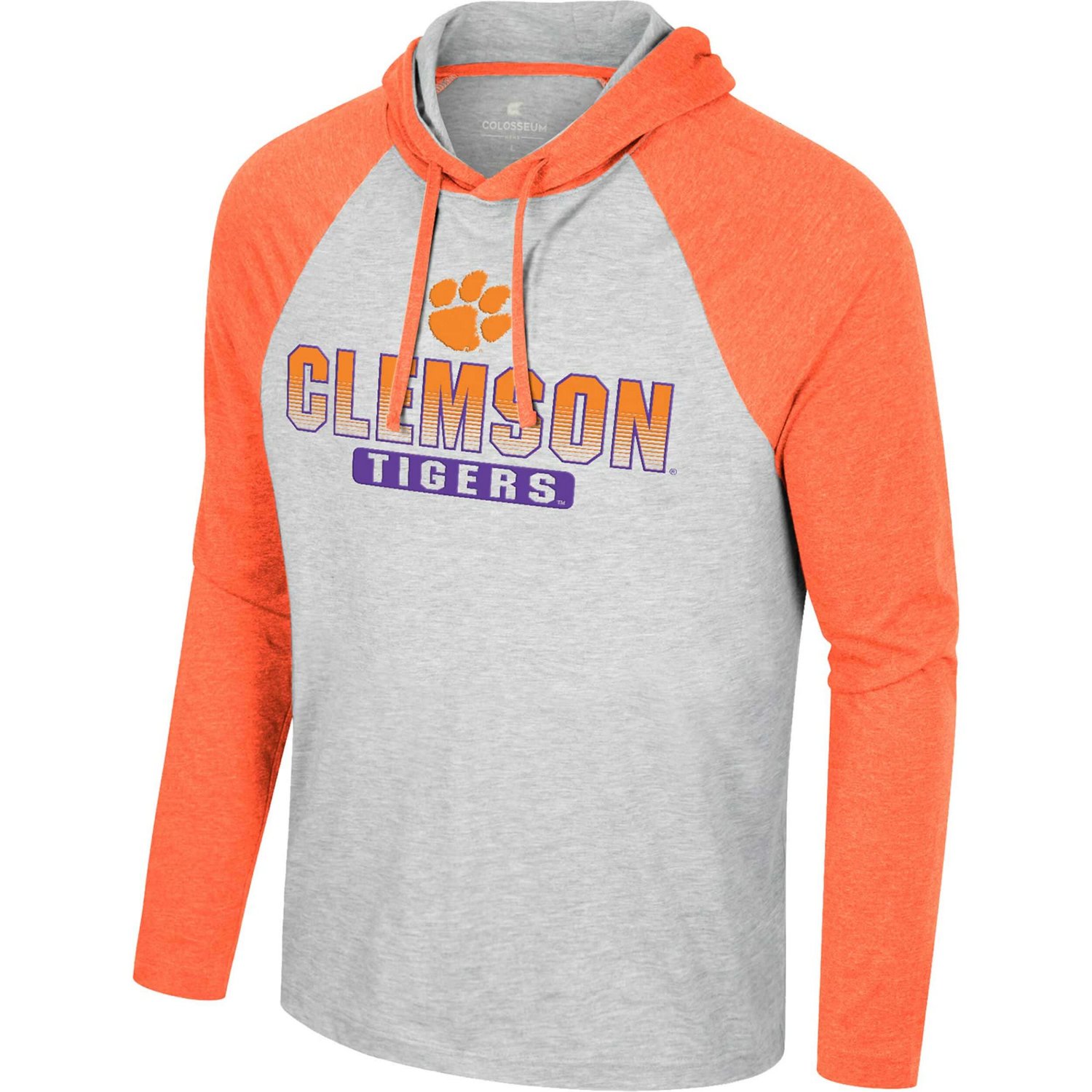 Colosseum Heather Clemson Tigers Hasta La Vista Raglan Hoodie Long Sleeve T-Shirt - view number 2