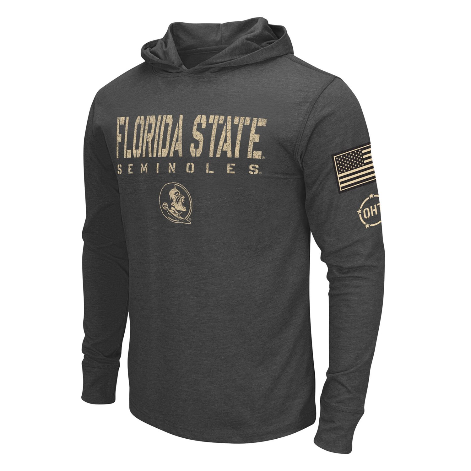 Colosseum Heather Florida State Seminoles Team OHT Military Appreciation Long Sleeve Hoodie T-Shirt - view number 2