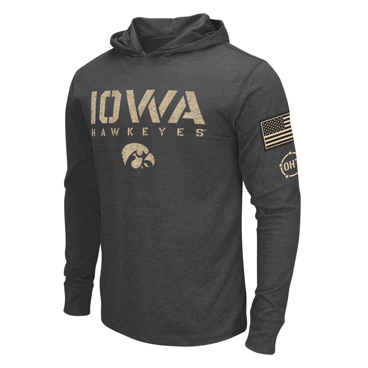 Colosseum Heather Iowa Hawkeyes Team OHT Military Appreciation Long Sleeve Hoodie T-Shirt - view number 2