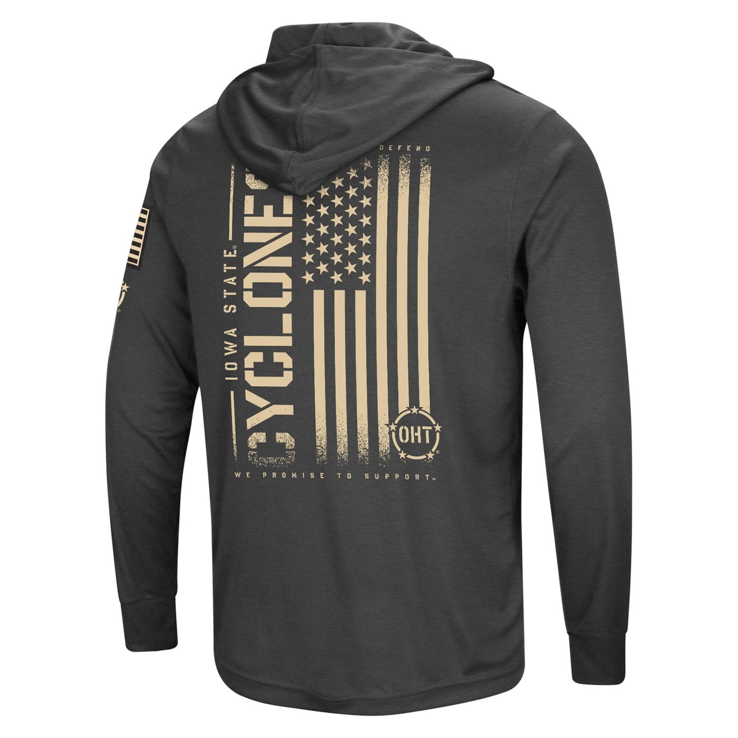 Colosseum Heather Iowa State Cyclones Team OHT Military Appreciation Long Sleeve Hoodie T-Shirt                                  - view number 3