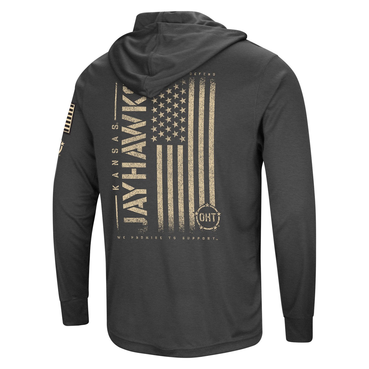 Colosseum Heather Kansas Jayhawks Team OHT Military Appreciation Long Sleeve Hoodie T-Shirt - view number 3