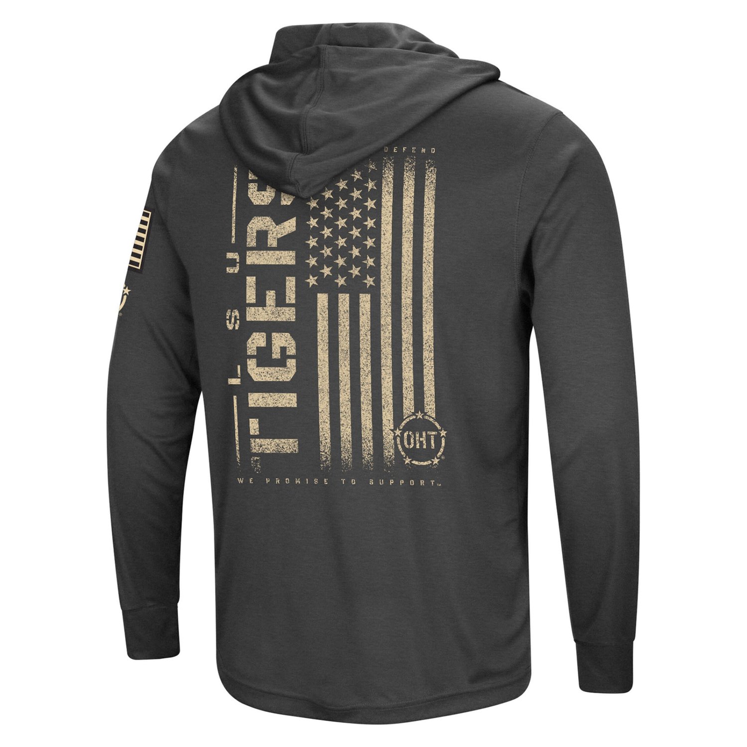 Colosseum Heather LSU Tigers Team OHT Military Appreciation Long Sleeve Hoodie T-Shirt - view number 3
