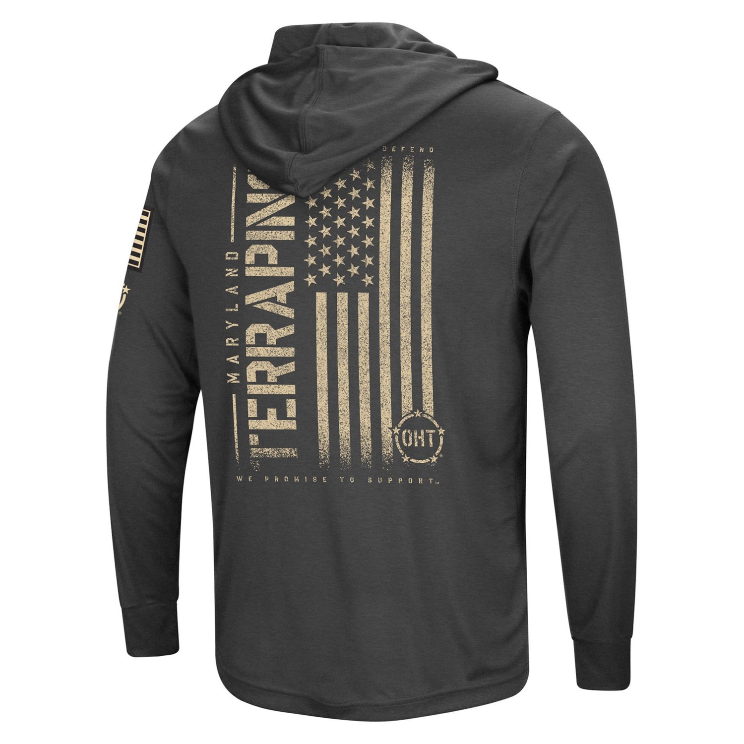 Colosseum Heather Maryland Terrapins Team OHT Military Appreciation Long Sleeve Hoodie T-Shirt - view number 3