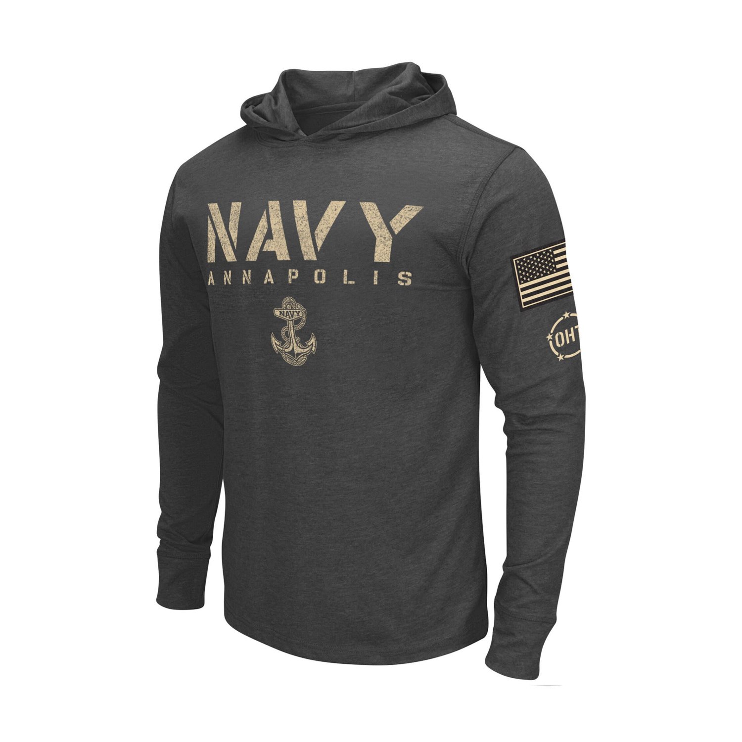 Colosseum Heather Navy Midshipmen Team OHT Military Appreciation Long Sleeve Hoodie T-Shirt - view number 2