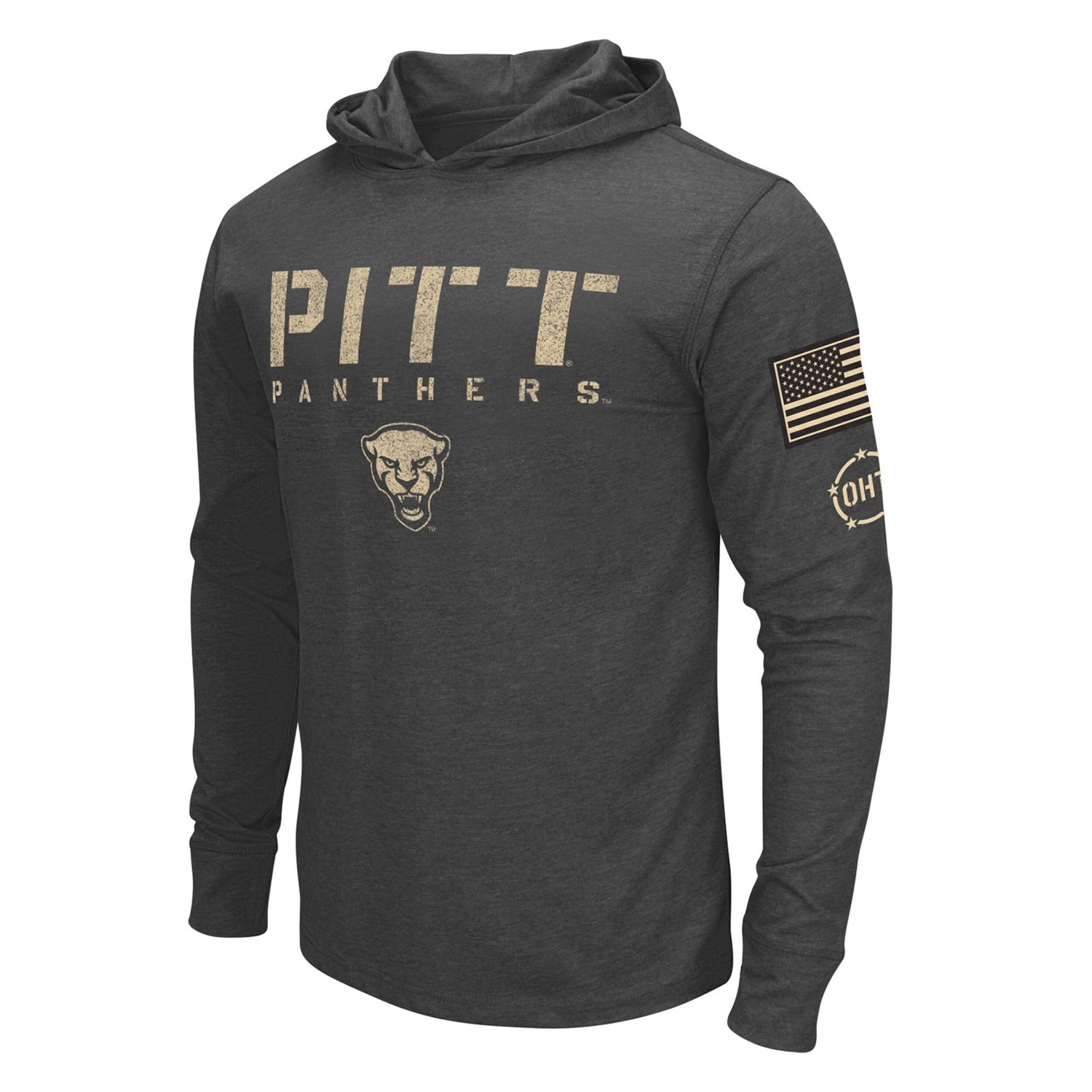 Colosseum Heather Pitt Panthers Team OHT Military Appreciation Long Sleeve Hoodie T-Shirt - view number 2