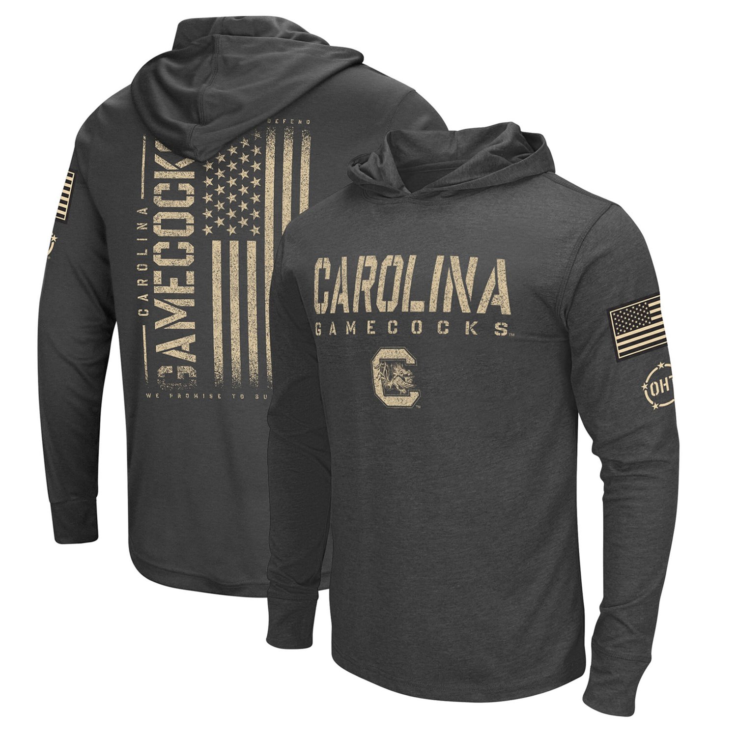 Colosseum Heather South Carolina Gamecocks Team OHT Military Appreciation Long Sleeve Hoodie T-Shirt