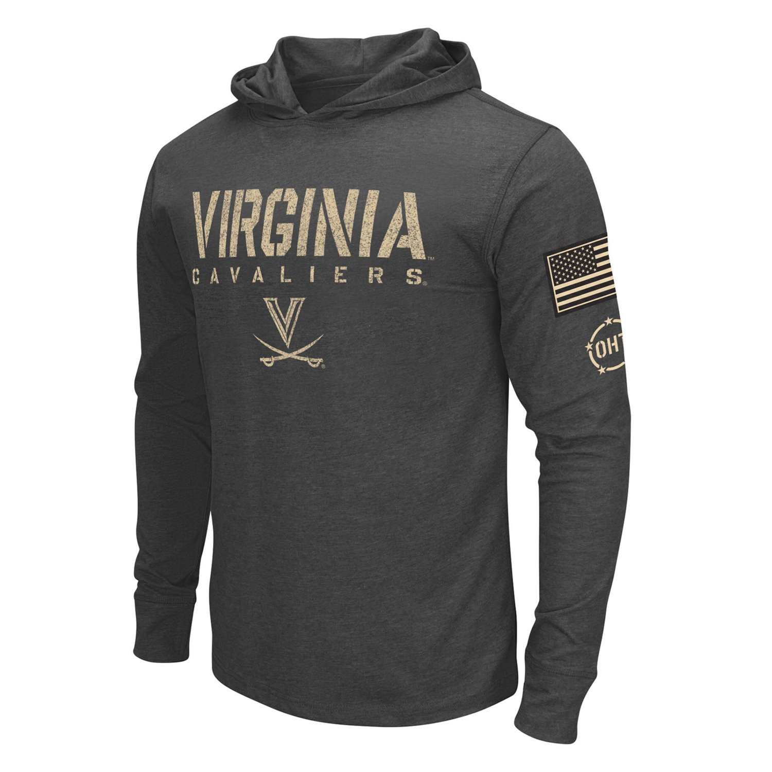 Colosseum Heather Virginia Cavaliers Team OHT Military Appreciation Long Sleeve Hoodie T-Shirt                                   - view number 2