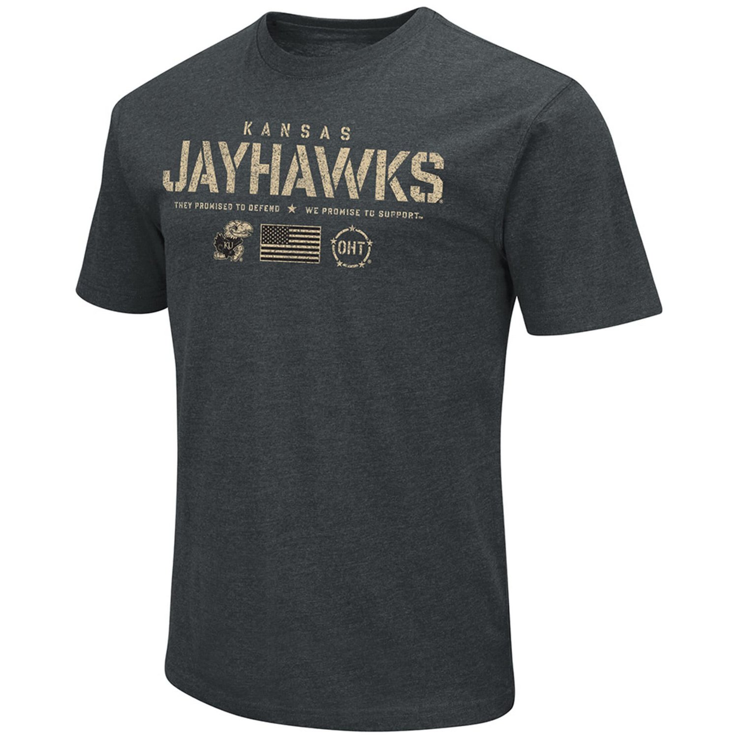 Colosseum Heathered Kansas Jayhawks OHT Military Appreciation Flag 20 T-Shirt - view number 2