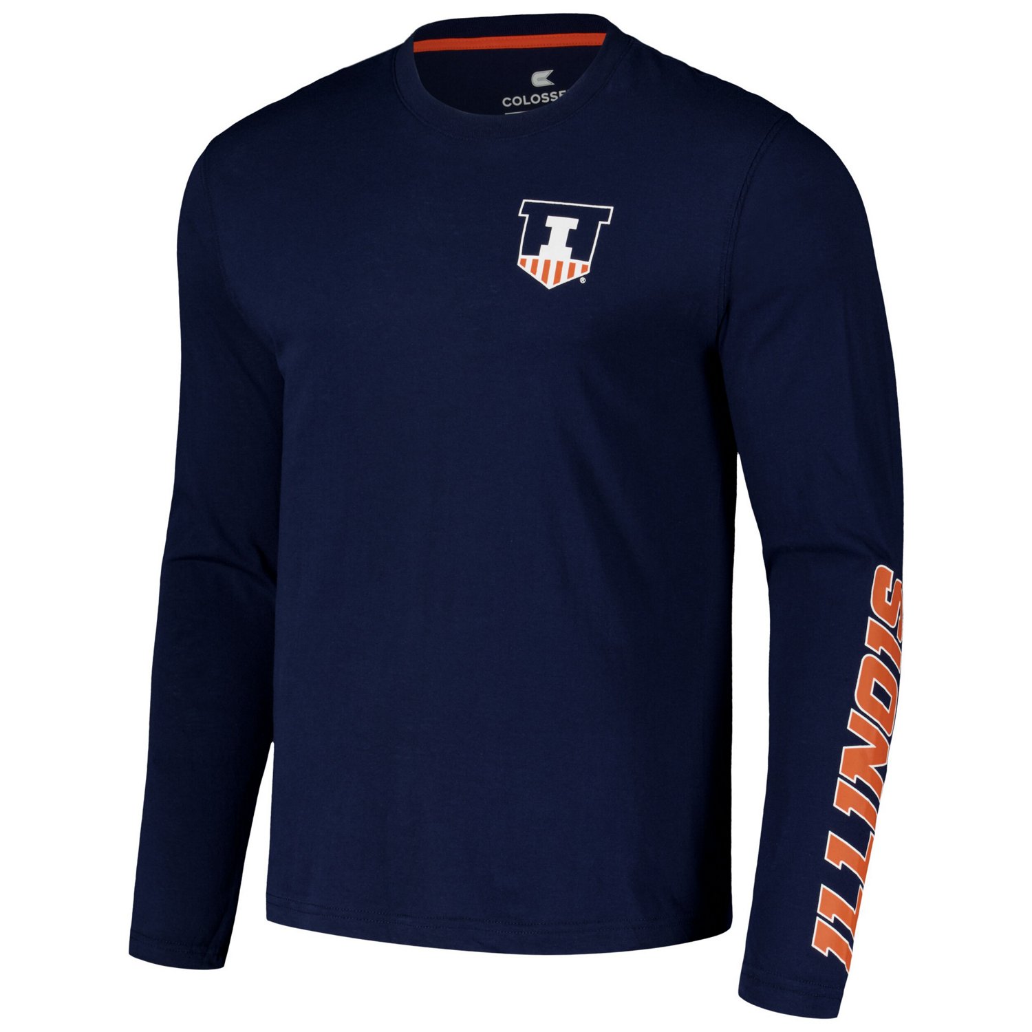 Colosseum Illinois Fighting Illini Logo Lockup 3-Hit Active Blend Long Sleeve T-Shirt                                            - view number 2