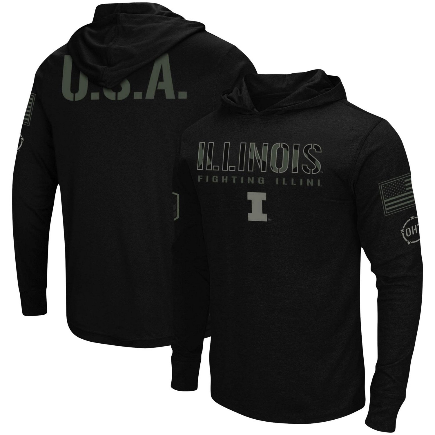 Colosseum Illinois Fighting Illini OHT Military Appreciation Hoodie Long Sleeve T-Shirt